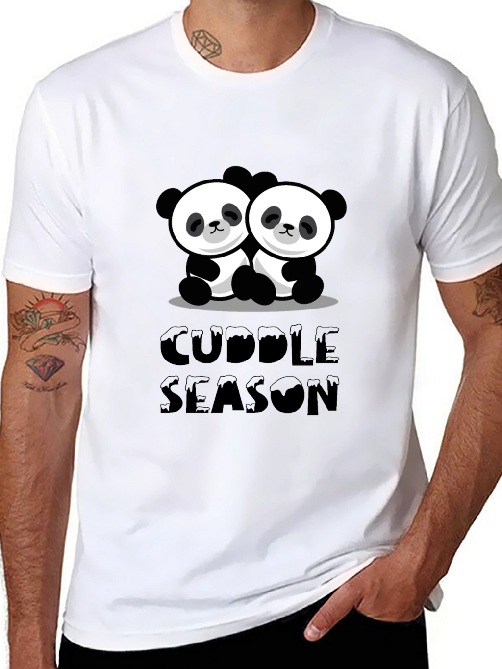 Cuddle Season Panda Bear Graphic Black T-Shirt