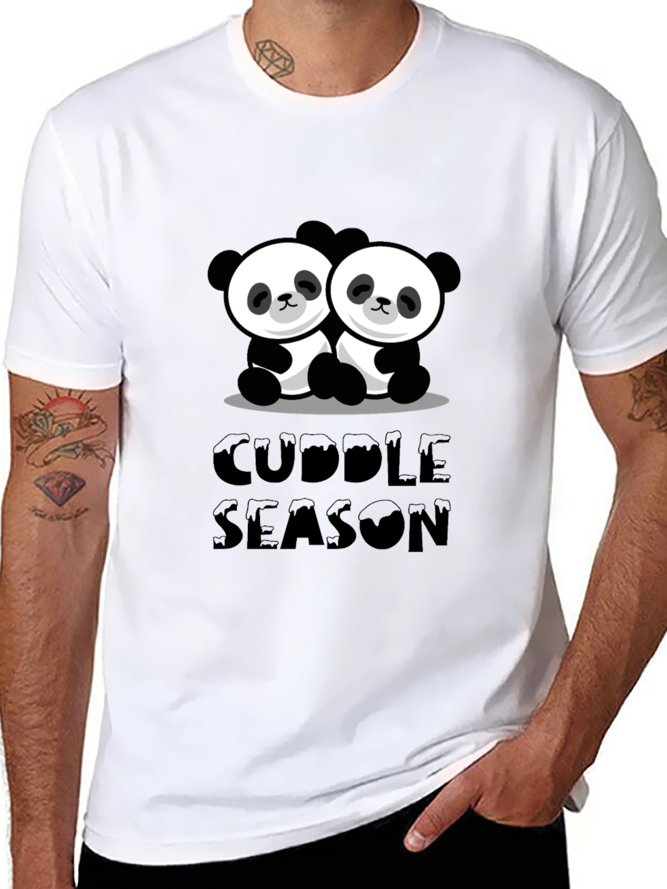 Cuddle Season Panda Bear Graphic Black T-Shirt