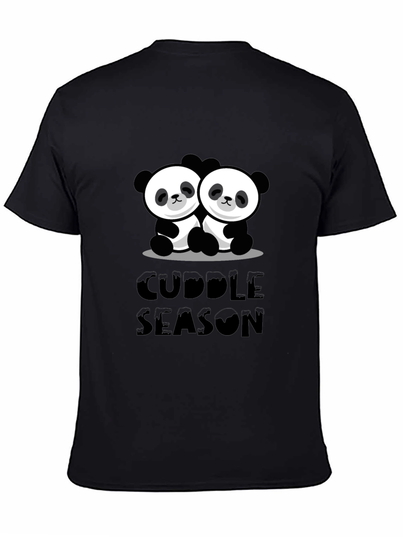 Cuddle Season Panda Bear Graphic Black T-Shirt