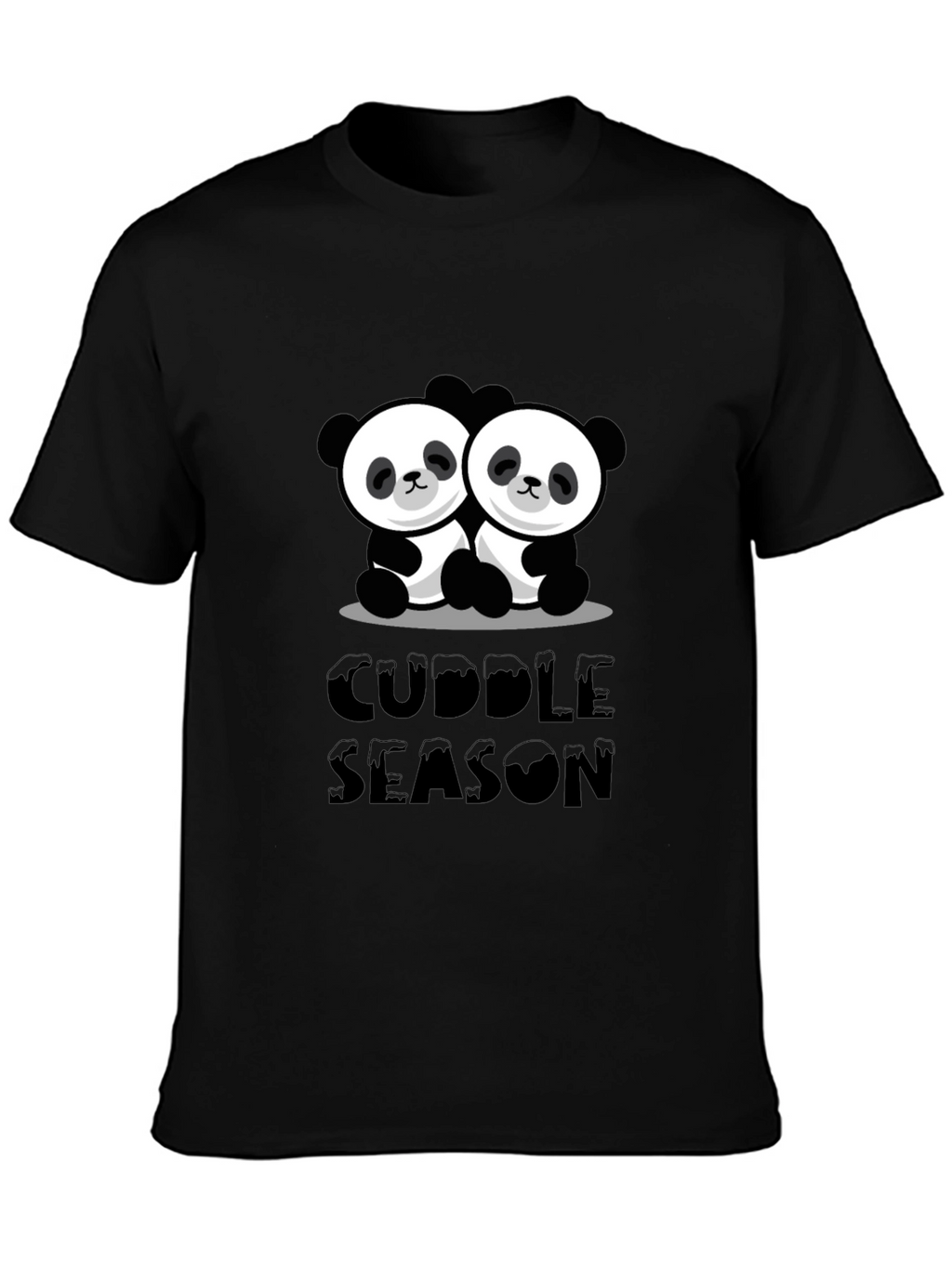 Cuddle Season Panda Bear Graphic Black T-Shirt