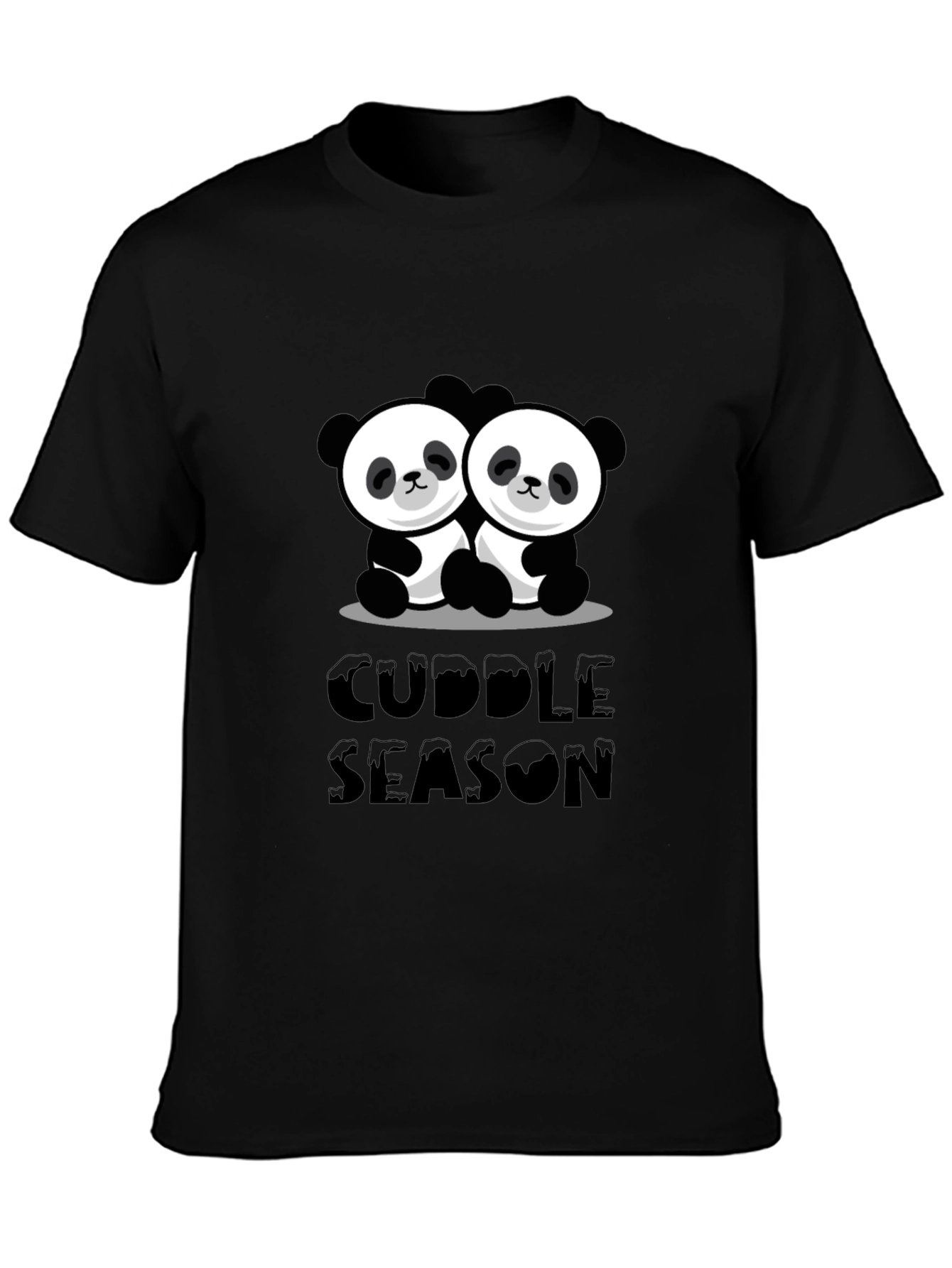Cuddle Season Panda Bear Graphic Black T-Shirt
