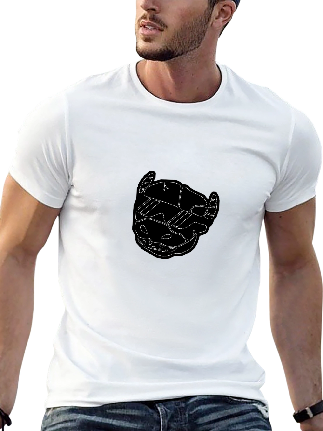 Edgy Black Tee with Abstract Skull Design
