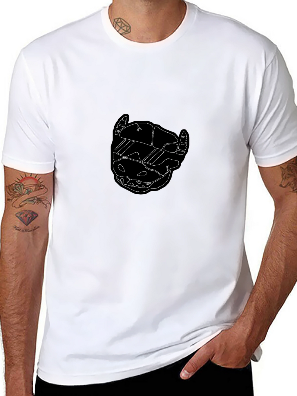 Edgy Black Tee with Abstract Skull Design