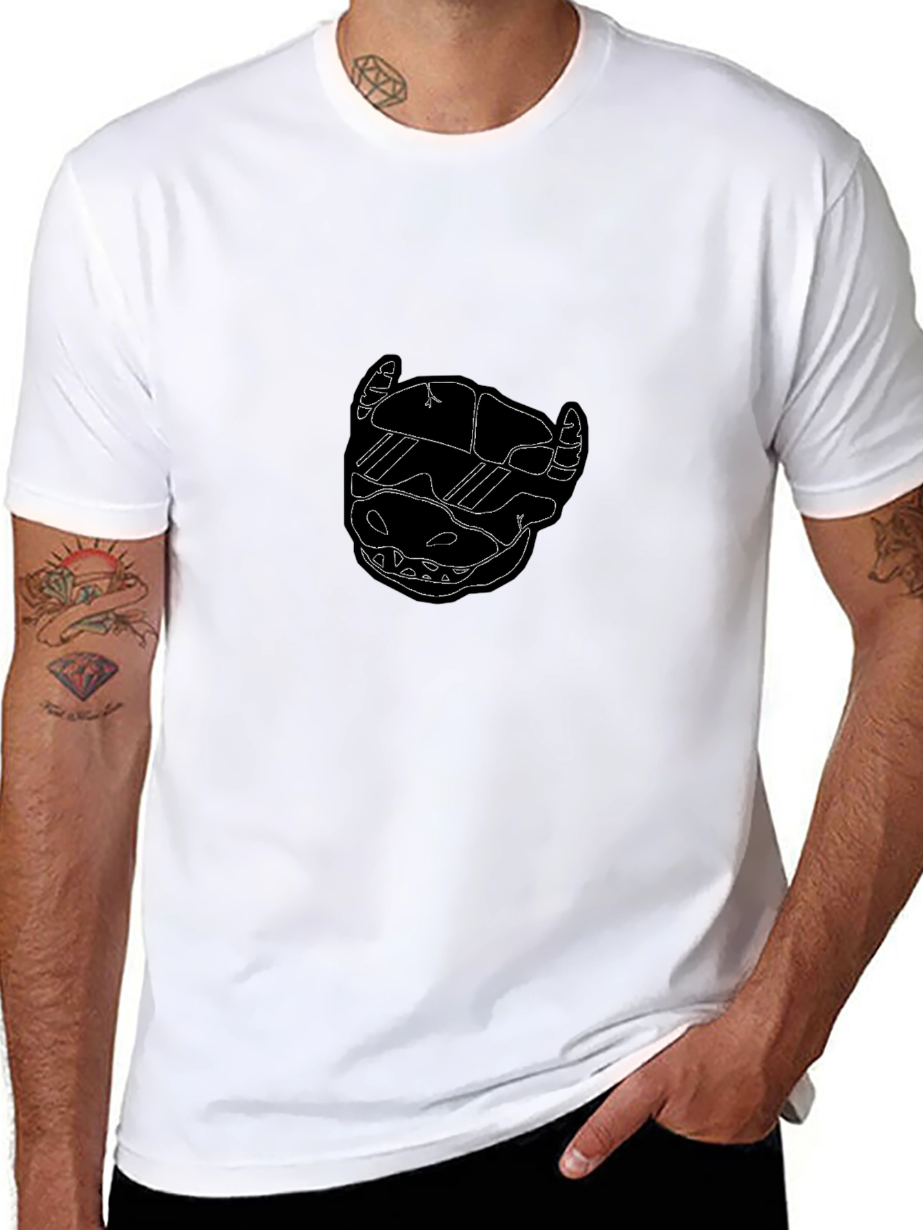 Edgy Black Tee with Abstract Skull Design