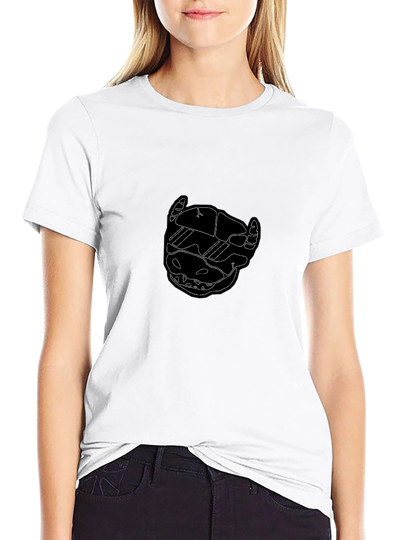 Edgy Black Tee with Abstract Skull Design