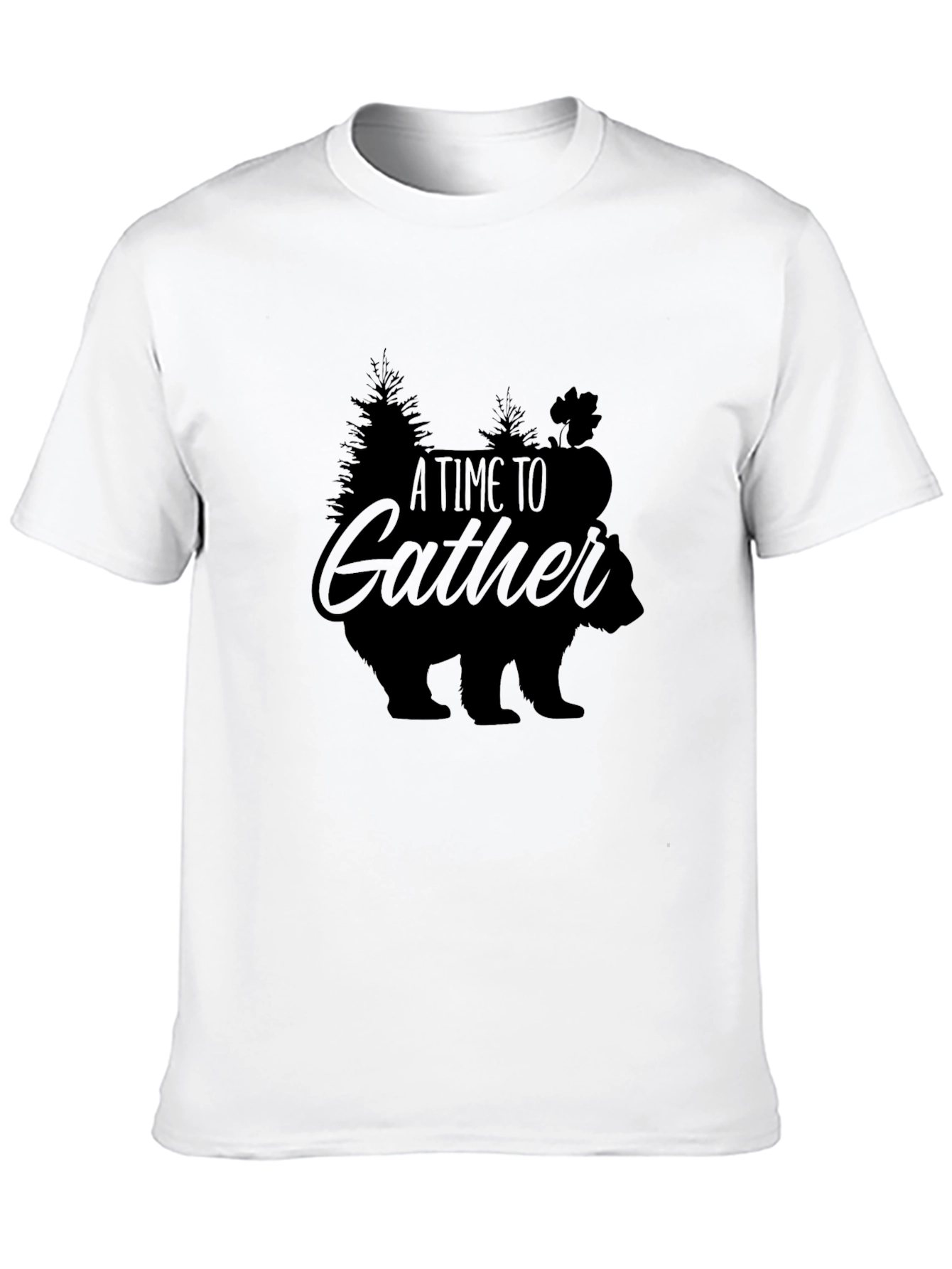 A Time to Gather Bear Graphic Tee - Black