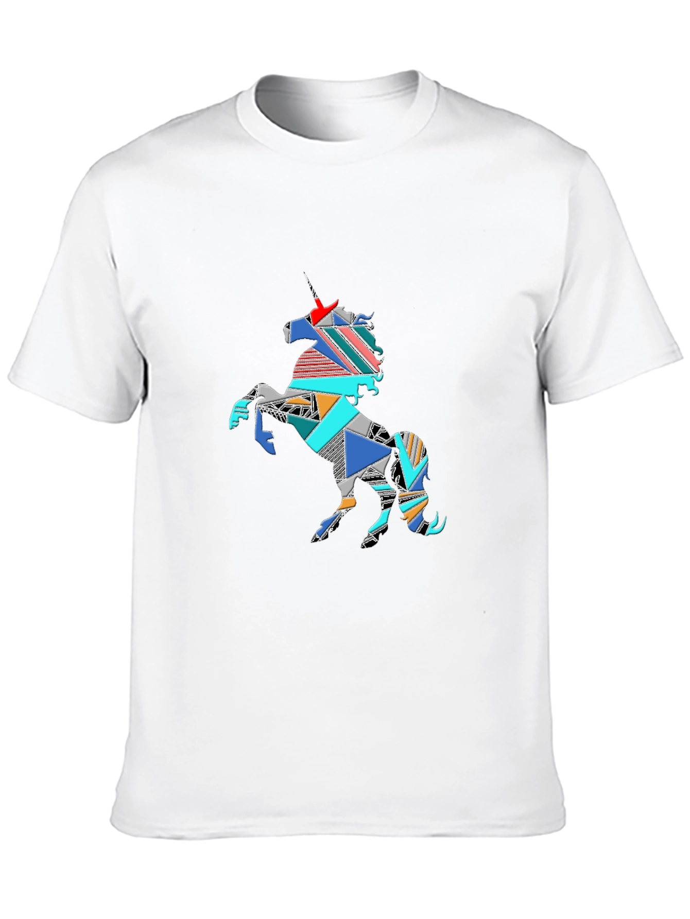 Geometric Unicorn Graphic Tee - Black Cotton