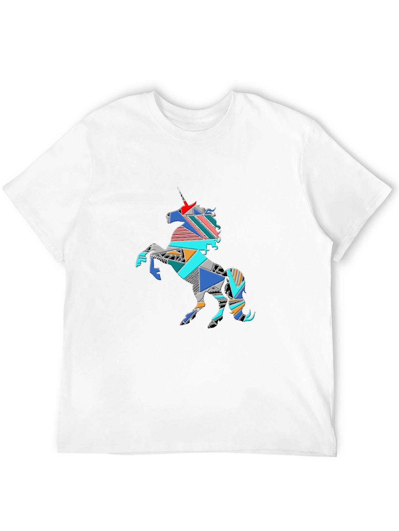 Geometric Unicorn Graphic Tee - Black Cotton