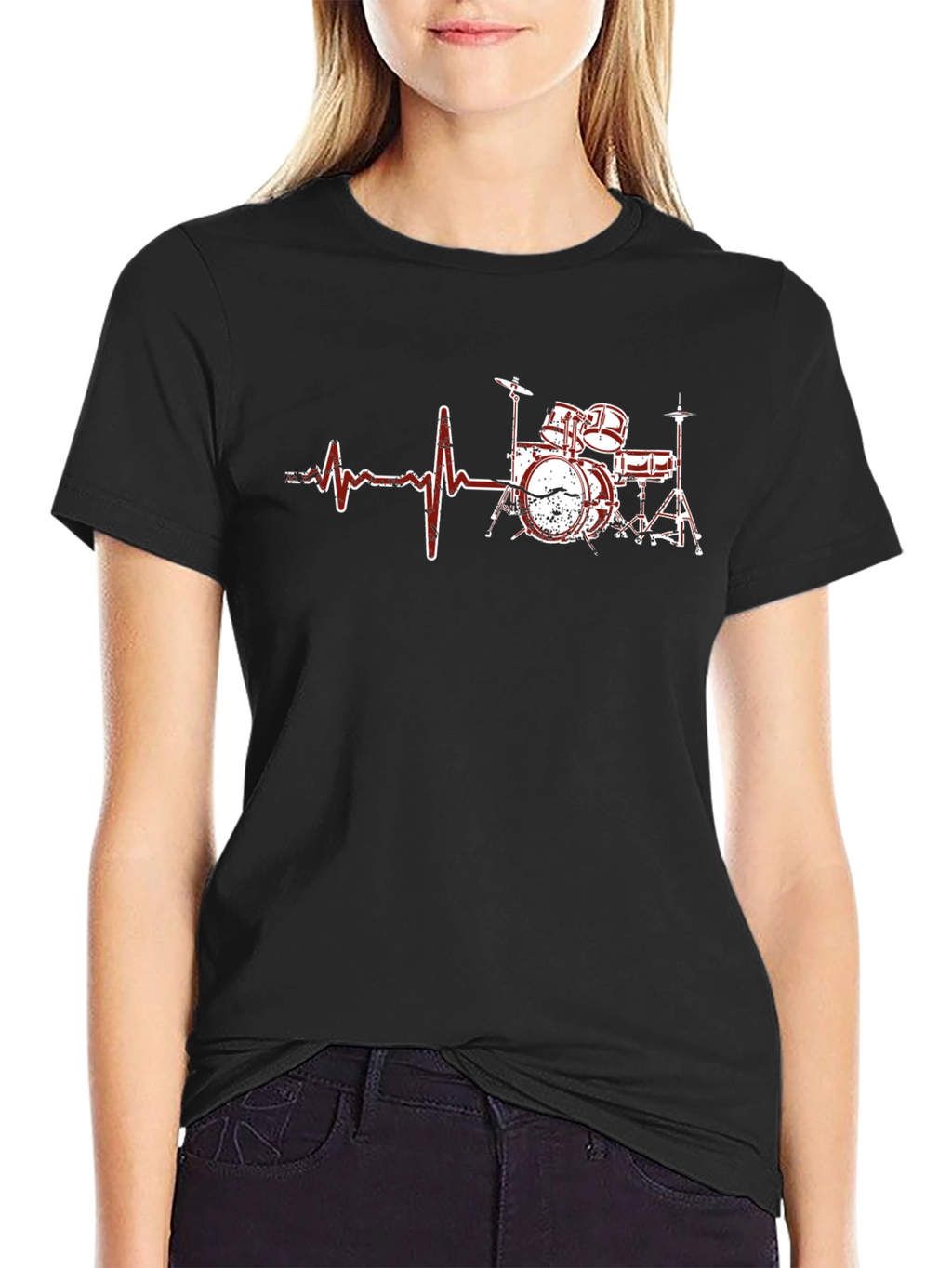 Drummer Heartbeat T-Shirt - Music Lover Tee