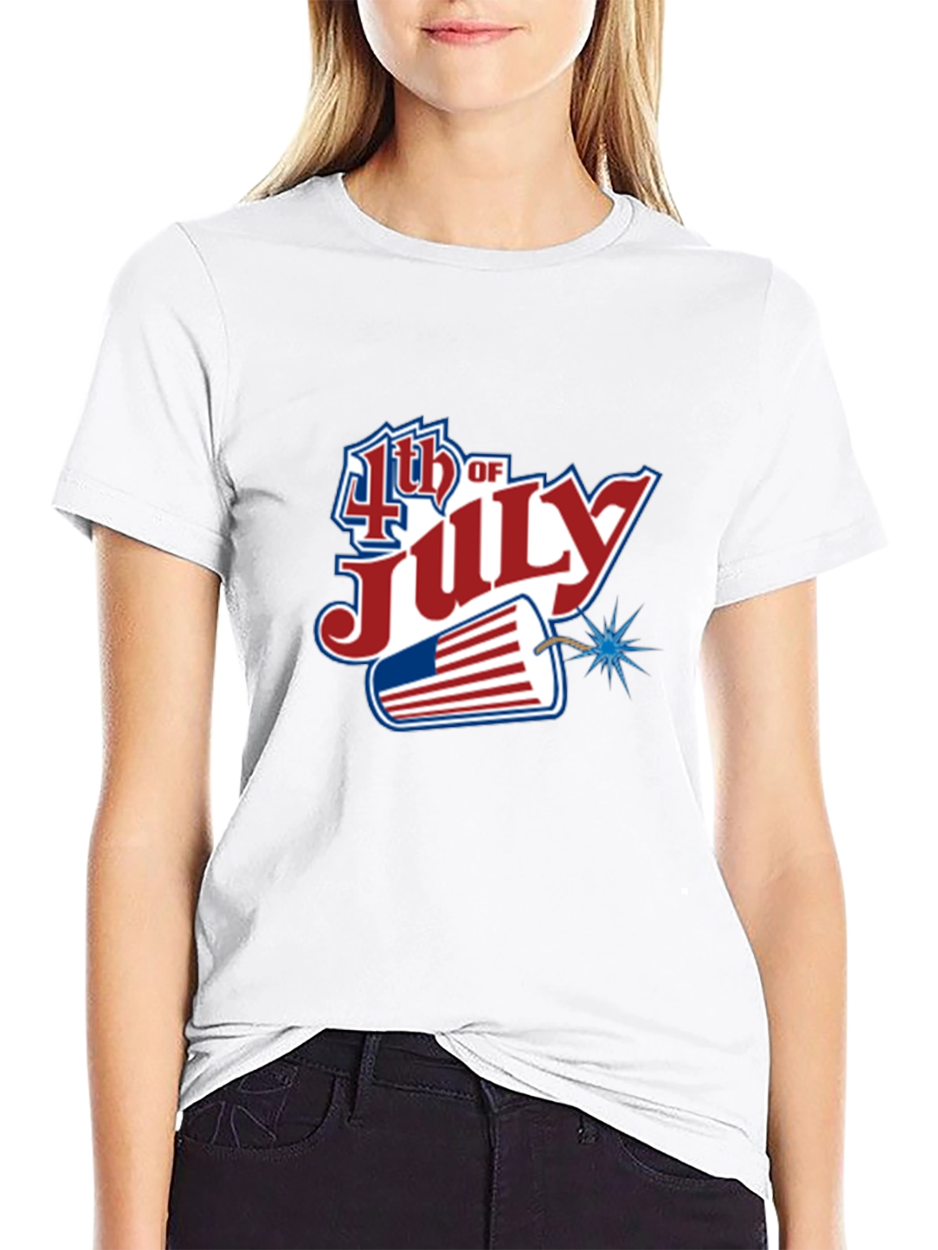 4th of July Graphic Print Crew Neck T-Shirt