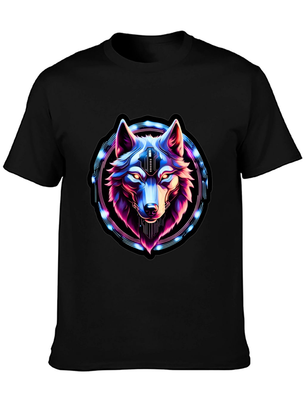 Cyberpunk Wolf Graphic Tee - Futuristic Style