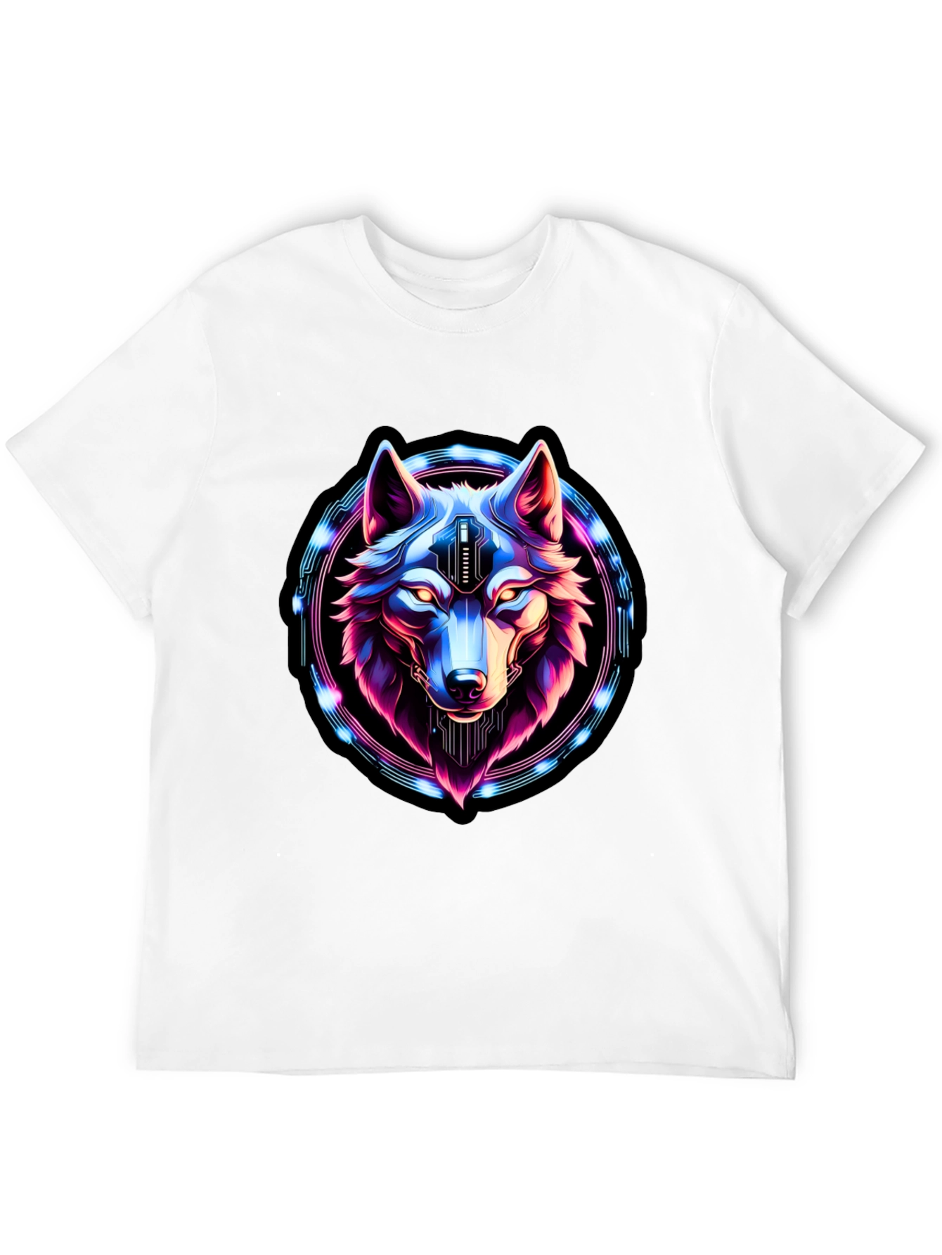 Cyberpunk Wolf Graphic Tee - Futuristic Style