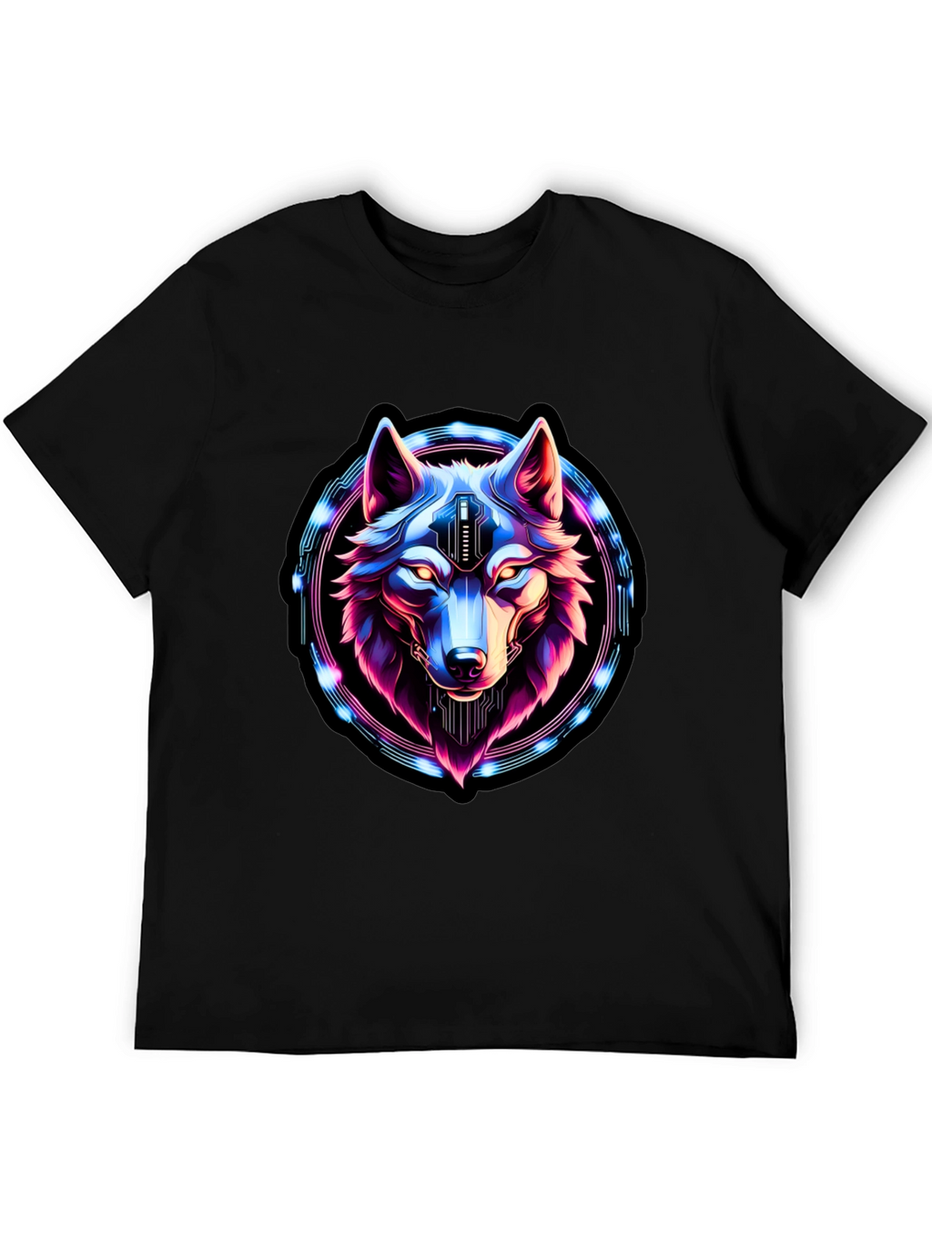 Cyberpunk Wolf Graphic Tee - Futuristic Style