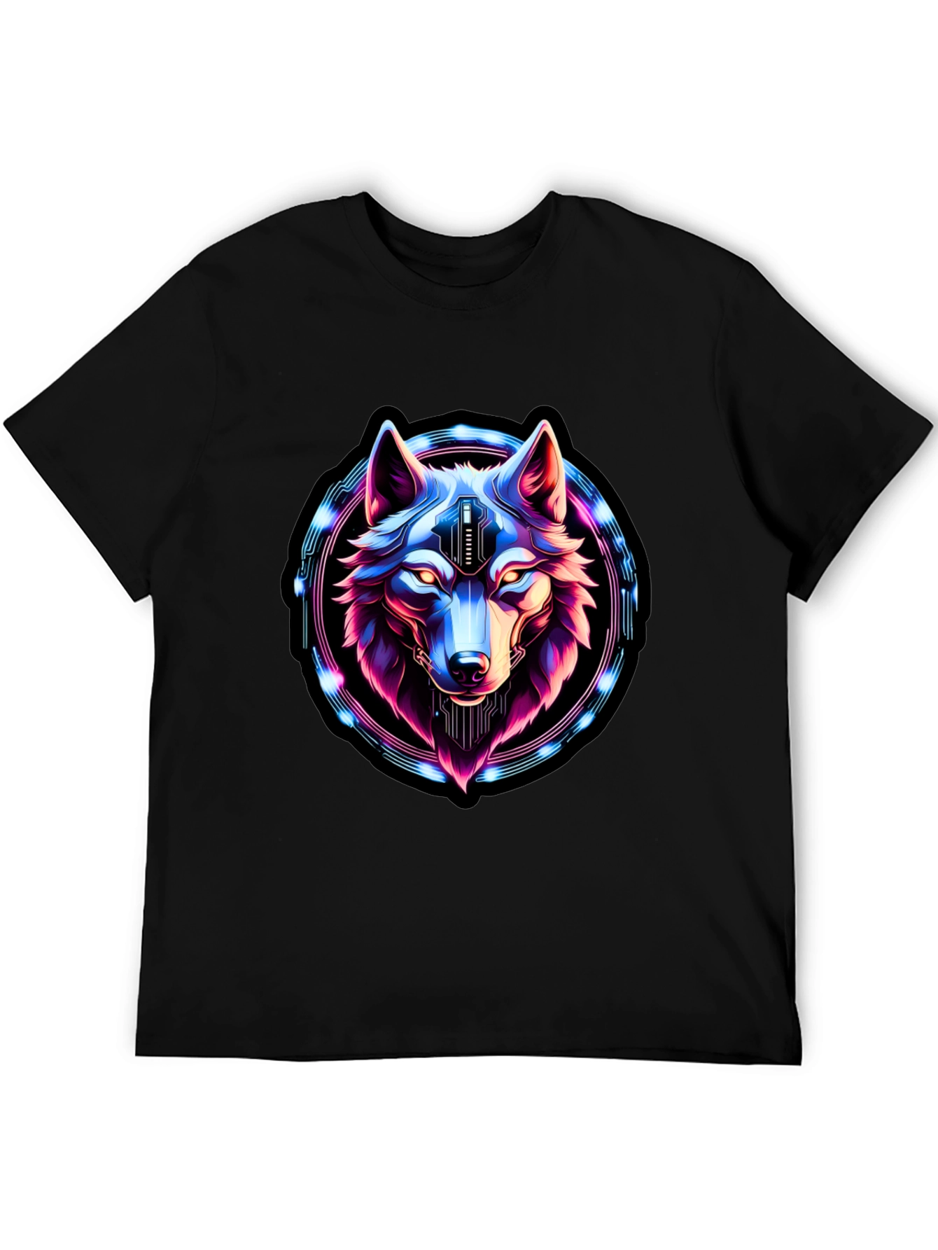 Cyberpunk Wolf Graphic Tee - Futuristic Style