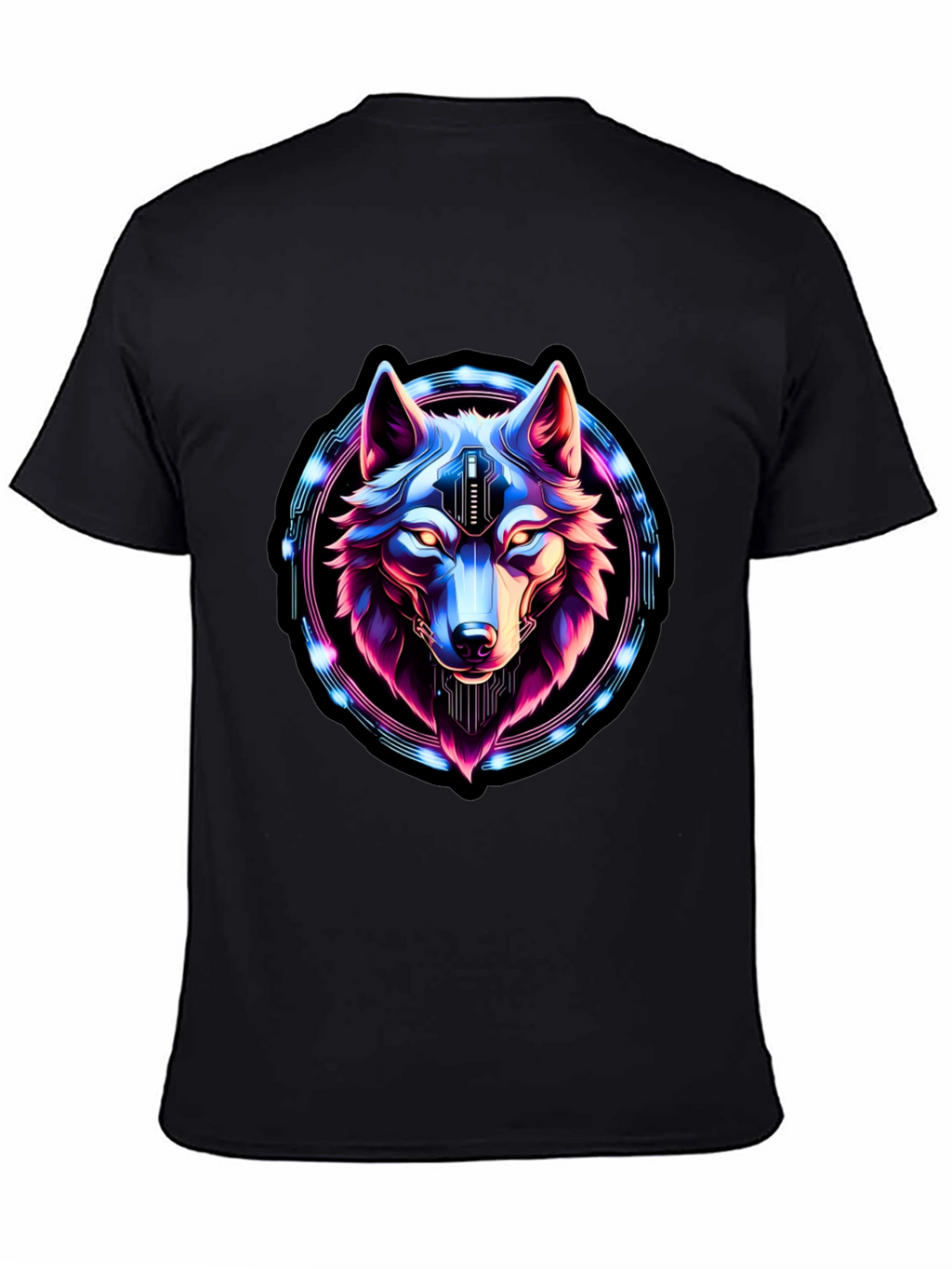 Cyberpunk Wolf Graphic Tee - Futuristic Style