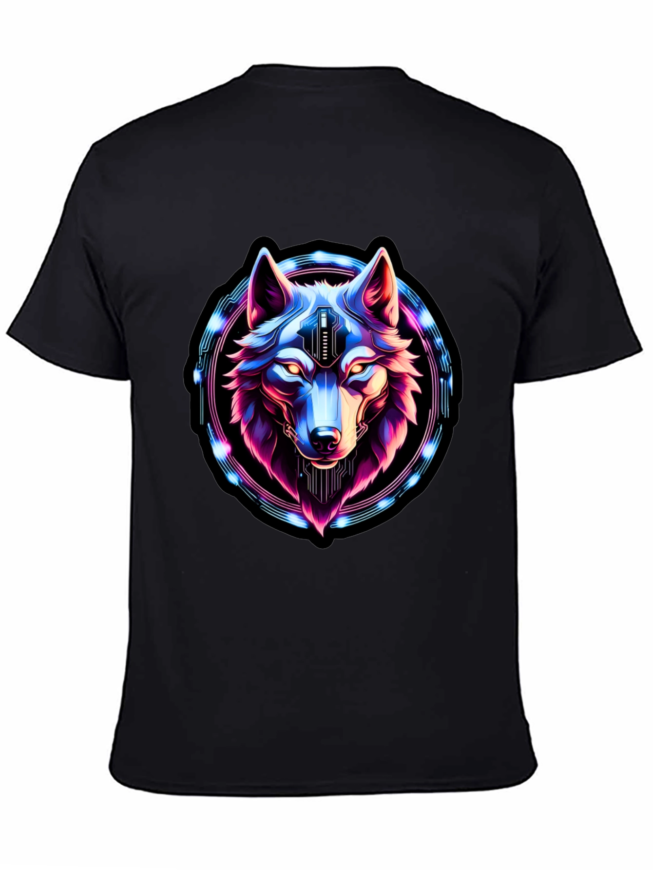 Cyberpunk Wolf Graphic Tee - Futuristic Style