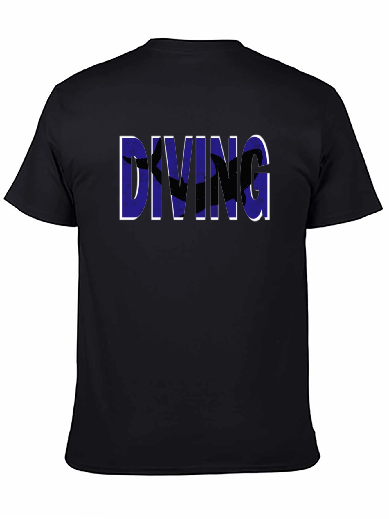 Diving Graphic Tee - Black Cotton T-Shirt