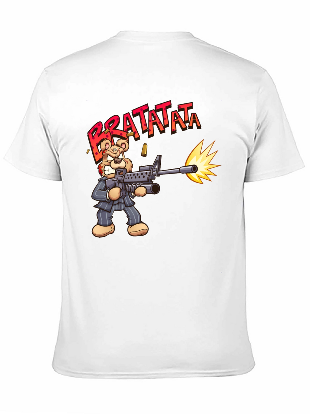 Cartoon Bear Bratatata Graphic Black T-Shirt