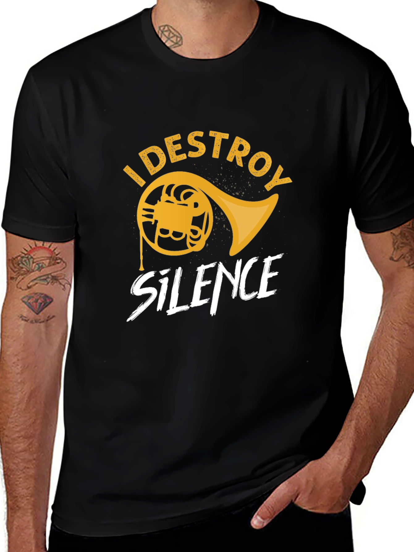 Destroy Silence French Horn Graphic Tee