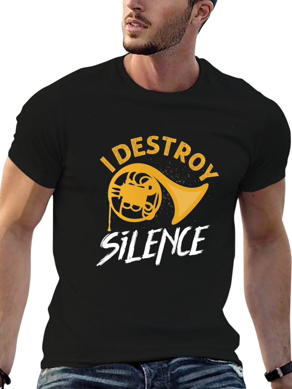Destroy Silence French Horn Graphic Tee