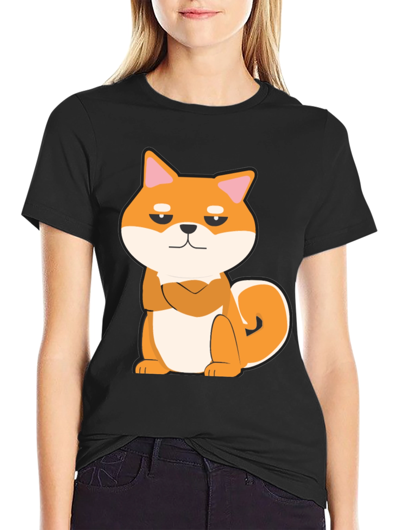 Cool Shiba Inu Graphic Tee - Black Cotton T-Shirt