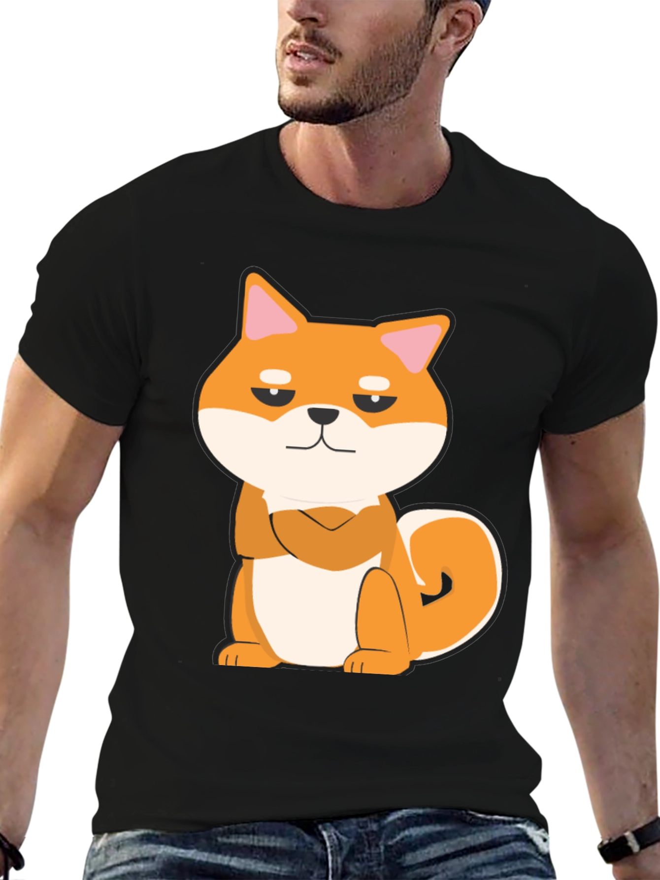 Cool Shiba Inu Graphic Tee - Black Cotton T-Shirt