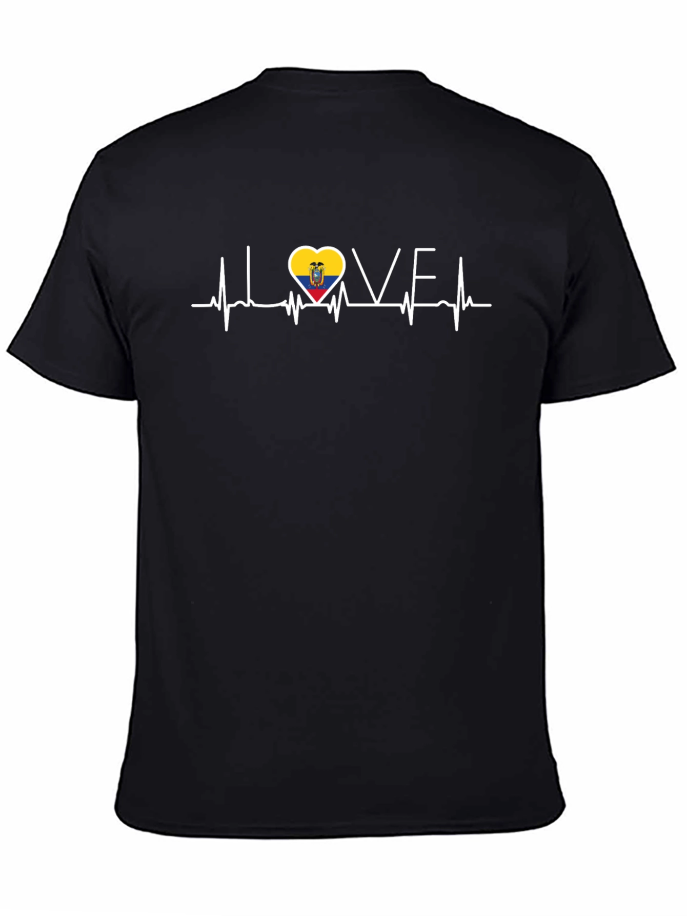 Ecuador Love Heartbeat T-Shirt - Black Graphic Tee