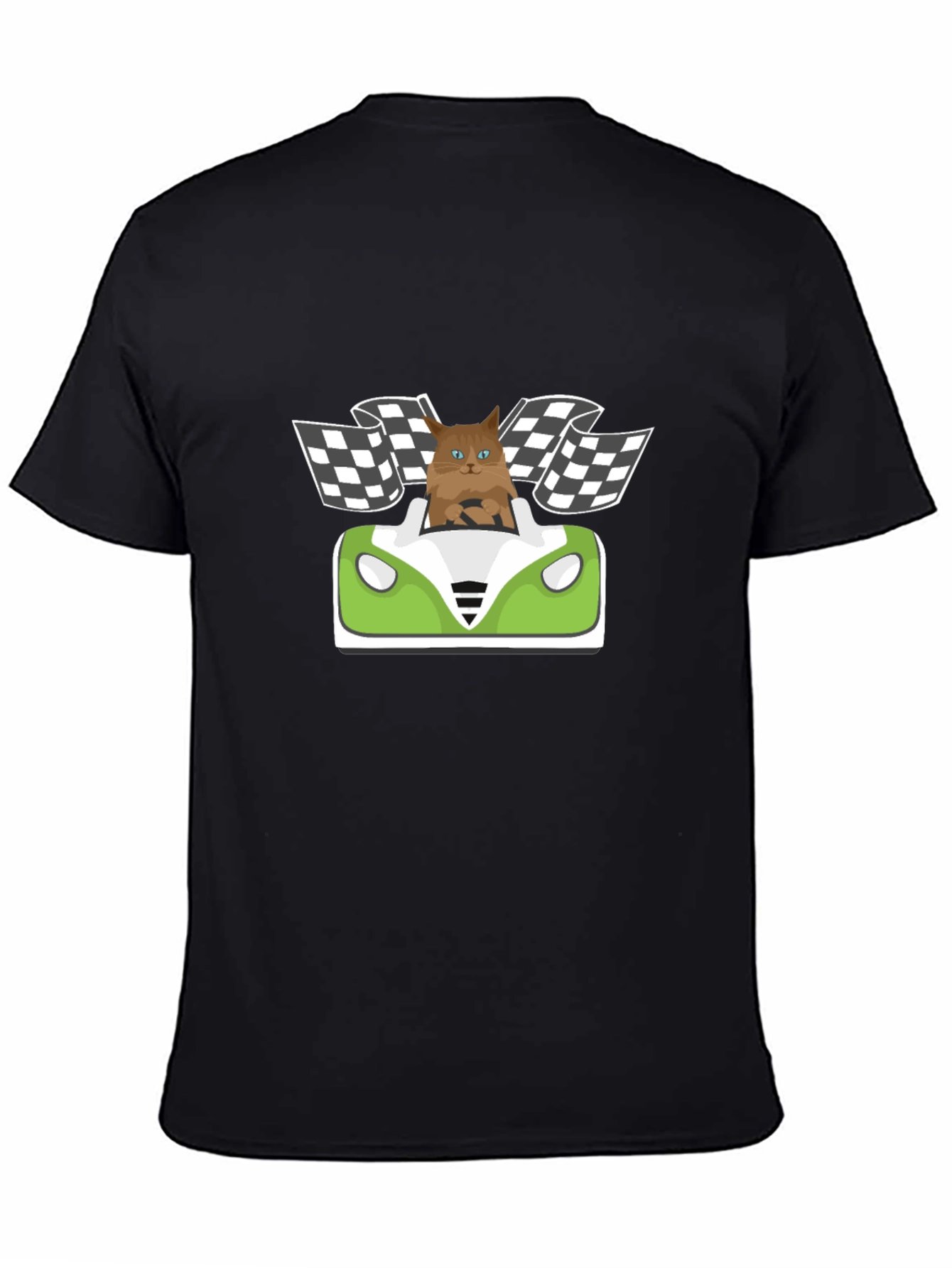 Cat Racer T-Shirt: Funny Cartoon Cat Driving