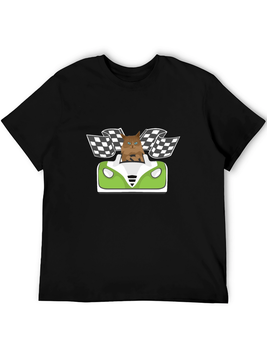Cat Racer T-Shirt: Funny Cartoon Cat Driving