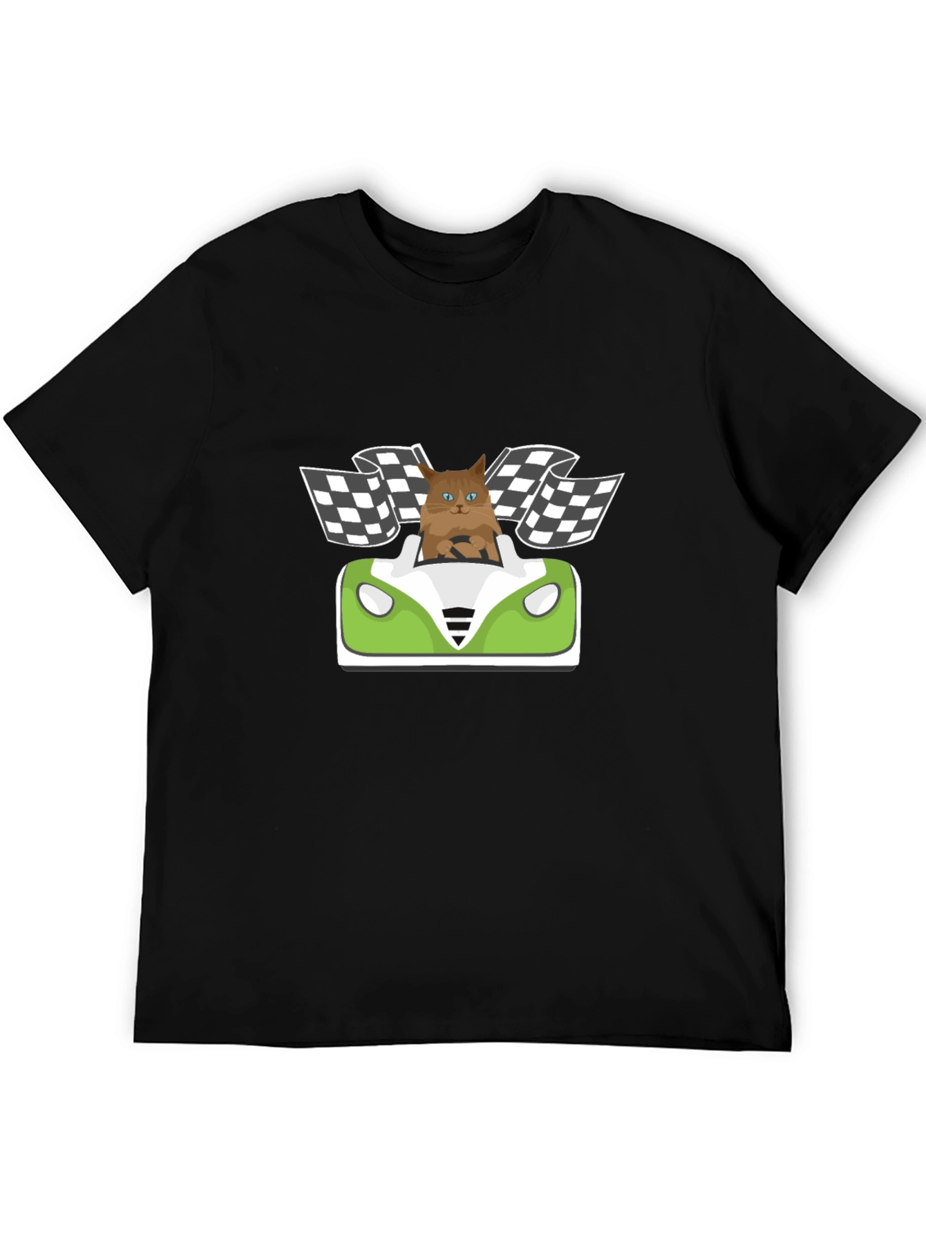 Cat Racer T-Shirt: Funny Cartoon Cat Driving