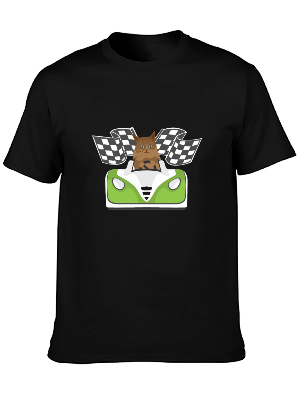 Cat Racer T-Shirt: Funny Cartoon Cat Driving