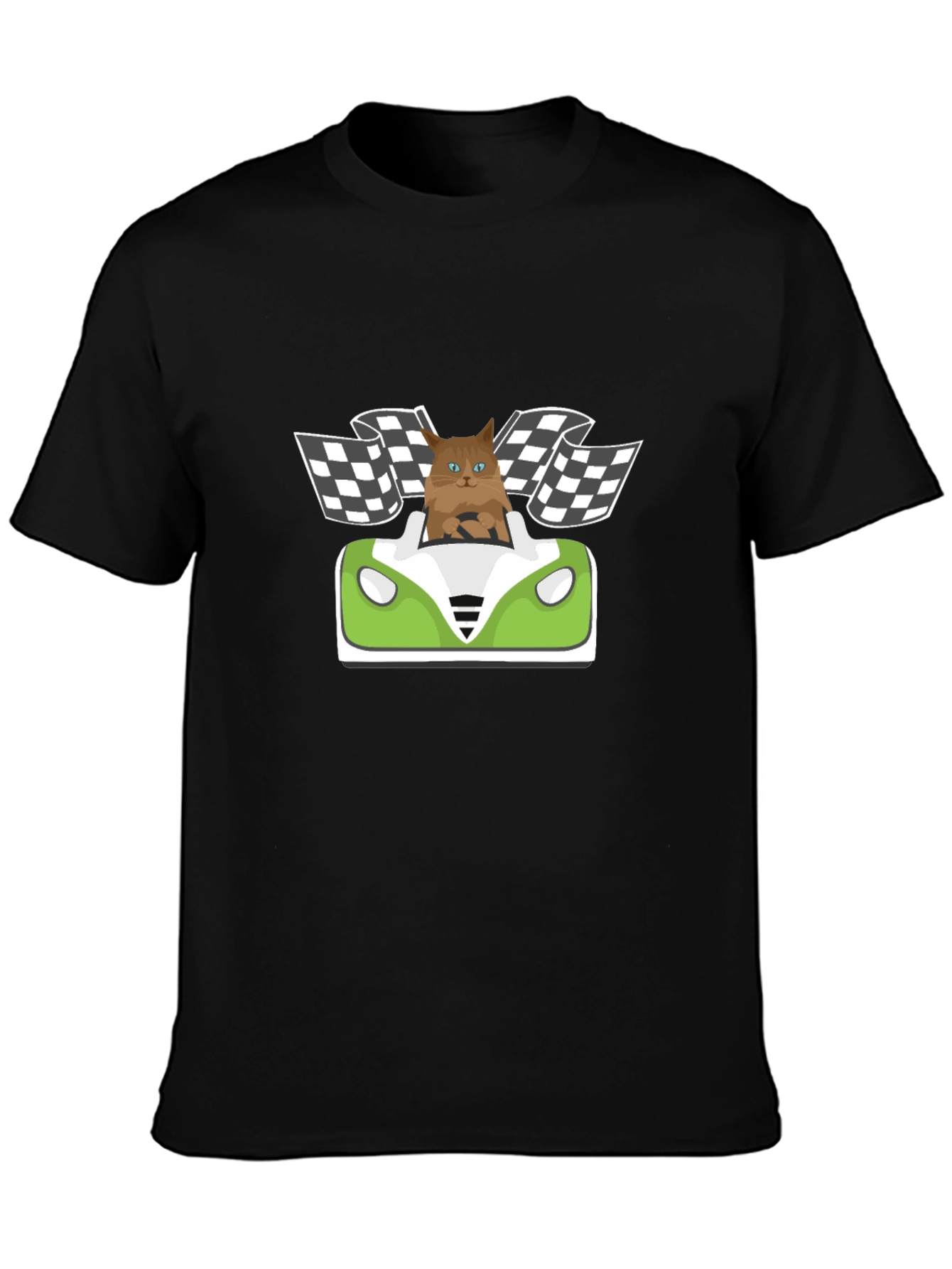 Cat Racer T-Shirt: Funny Cartoon Cat Driving