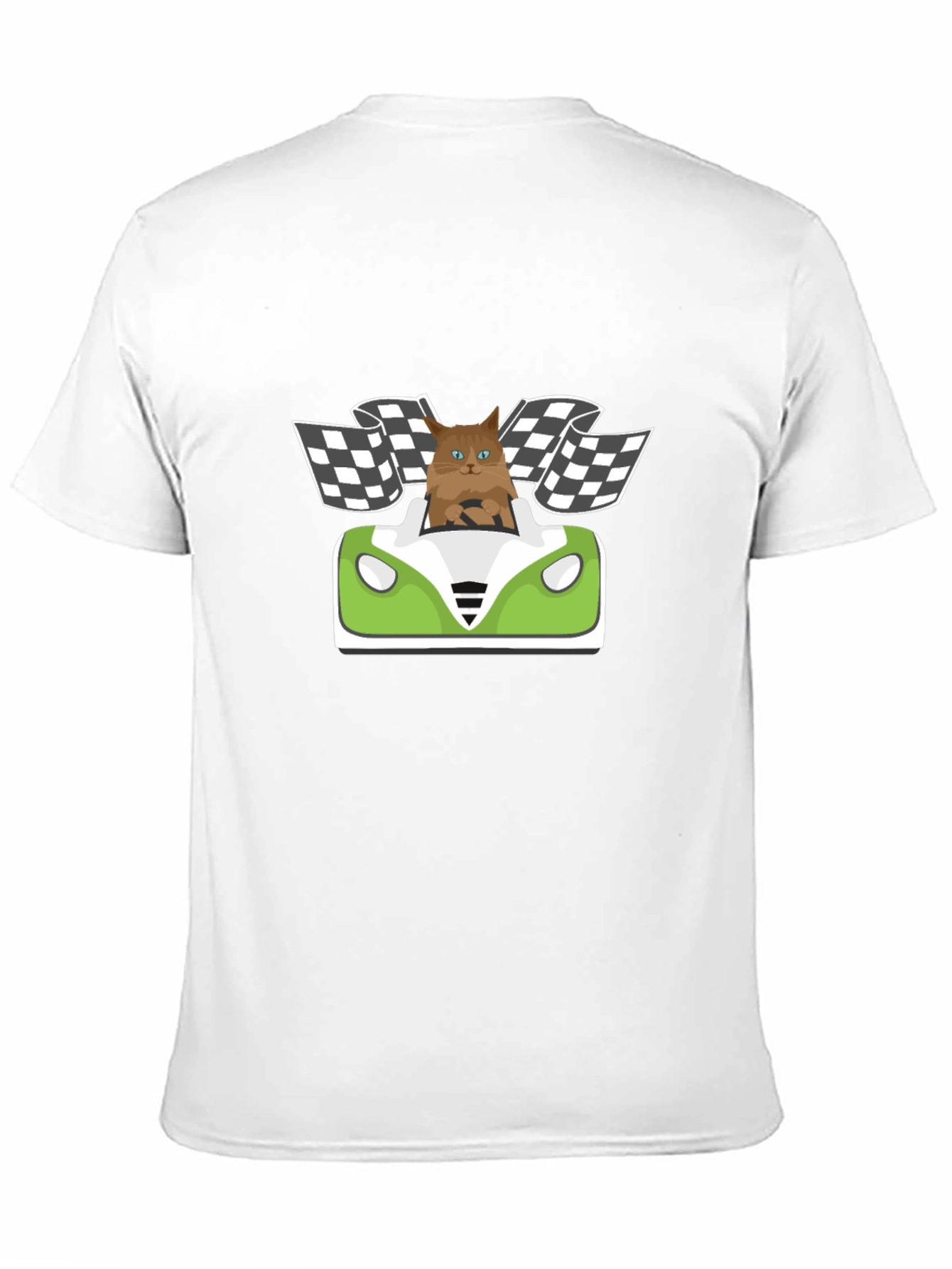 Cat Racer T-Shirt: Funny Cartoon Cat Driving