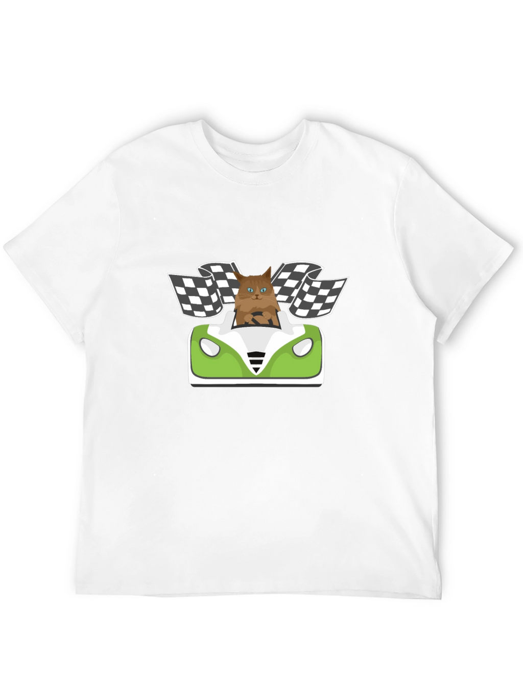 Cat Racer T-Shirt: Funny Cartoon Cat Driving