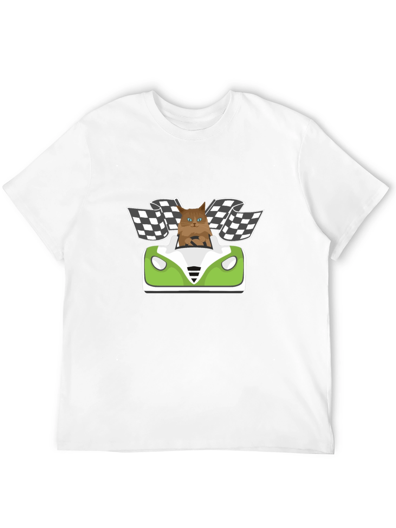 Cat Racer T-Shirt: Funny Cartoon Cat Driving