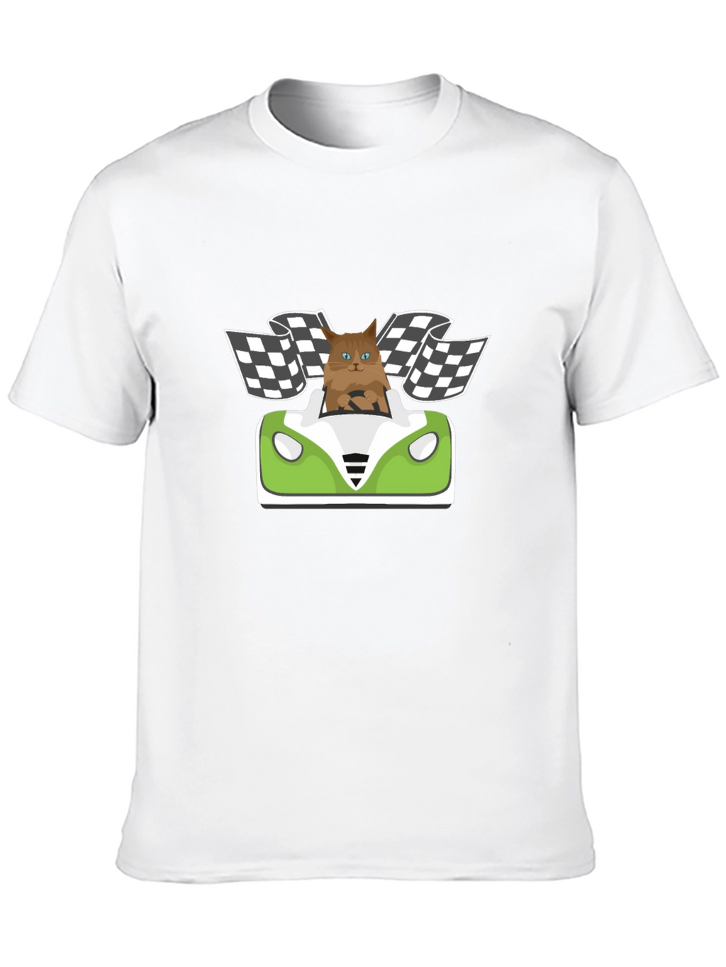 Cat Racer T-Shirt: Funny Cartoon Cat Driving