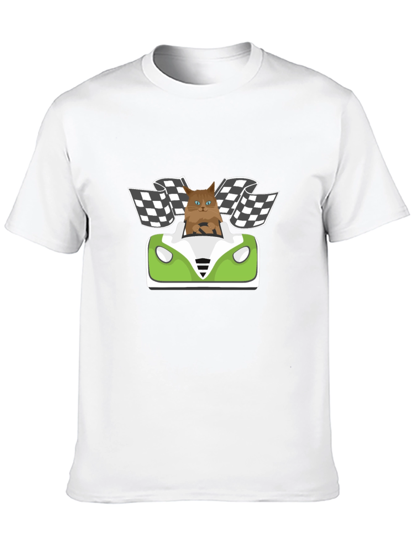 Cat Racer T-Shirt: Funny Cartoon Cat Driving