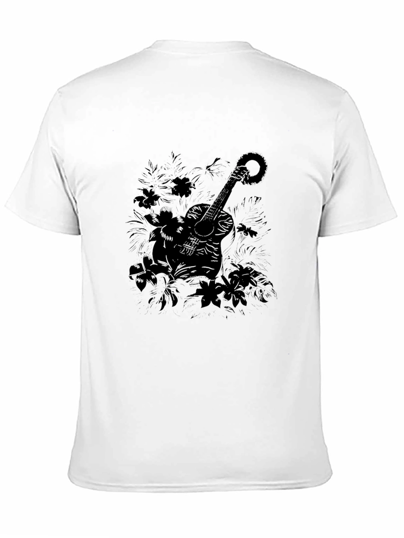 Guitar Floral Black Graphic Tee