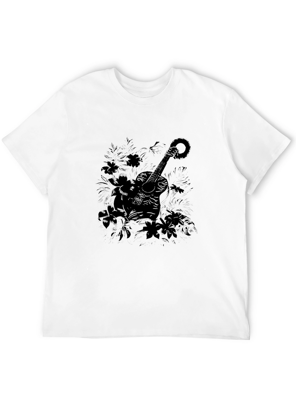 Guitar Floral Black Graphic Tee