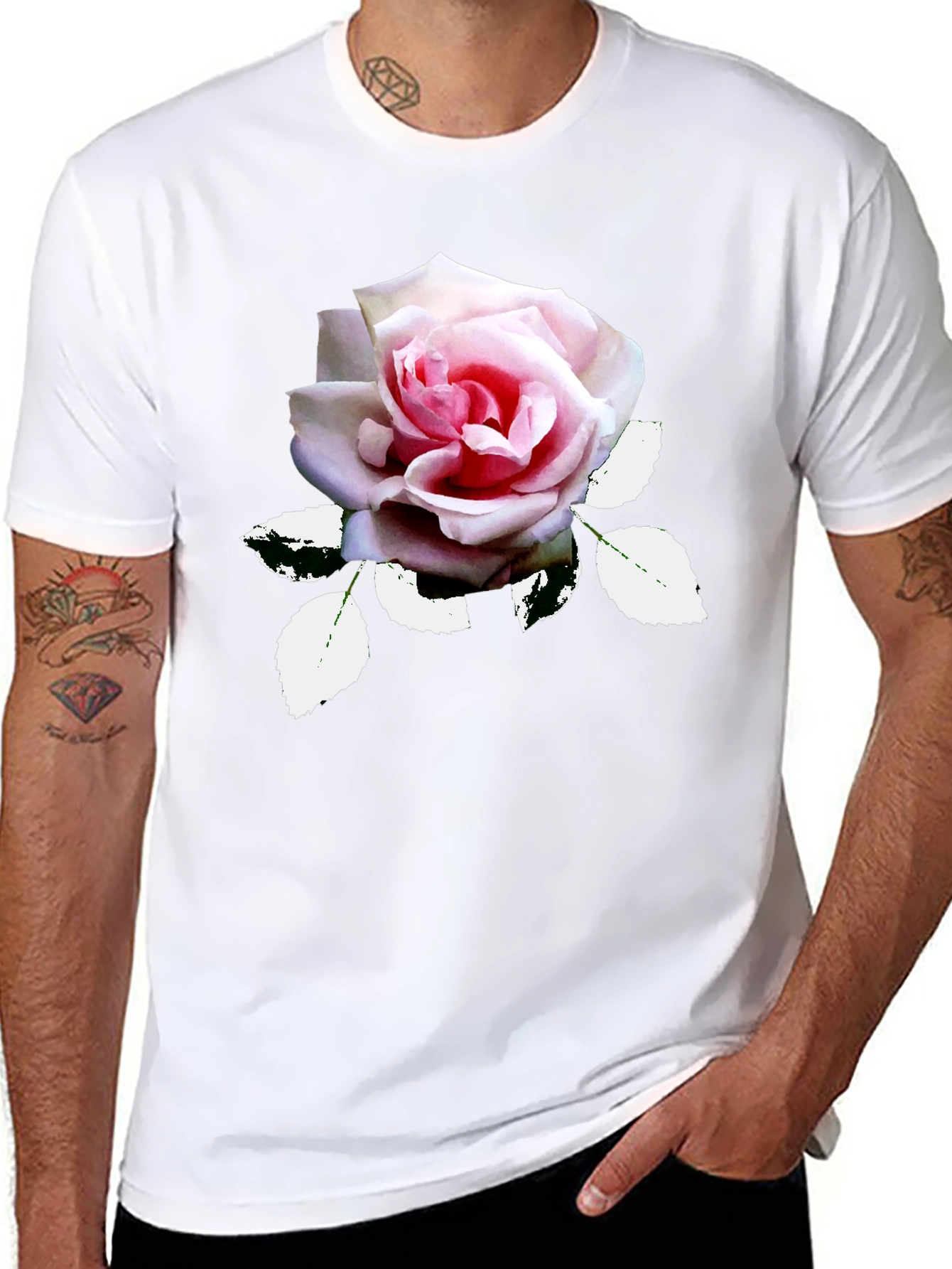 Elegant Rose Graphic T-Shirt - Black