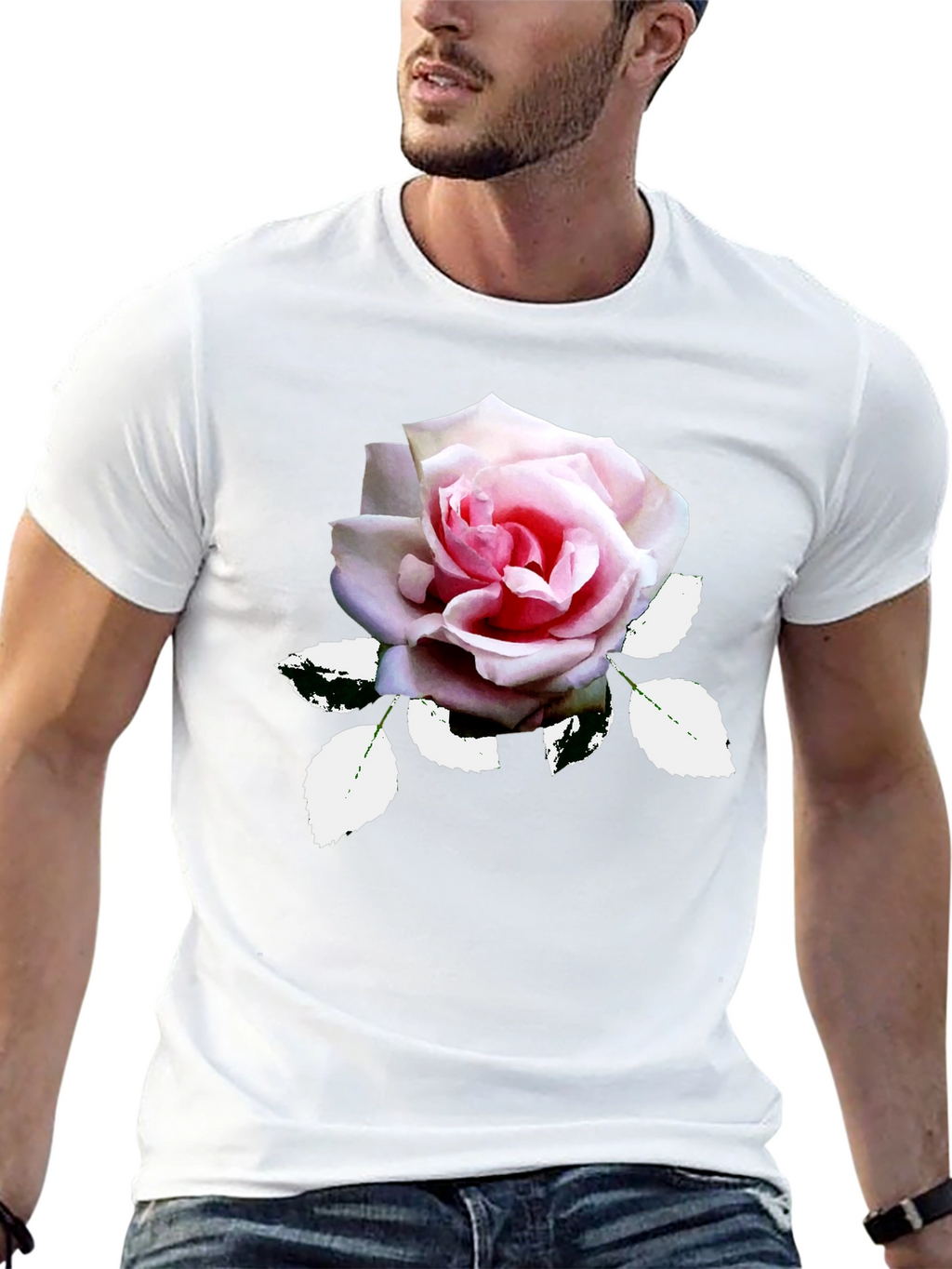 Elegant Rose Graphic T-Shirt - Black