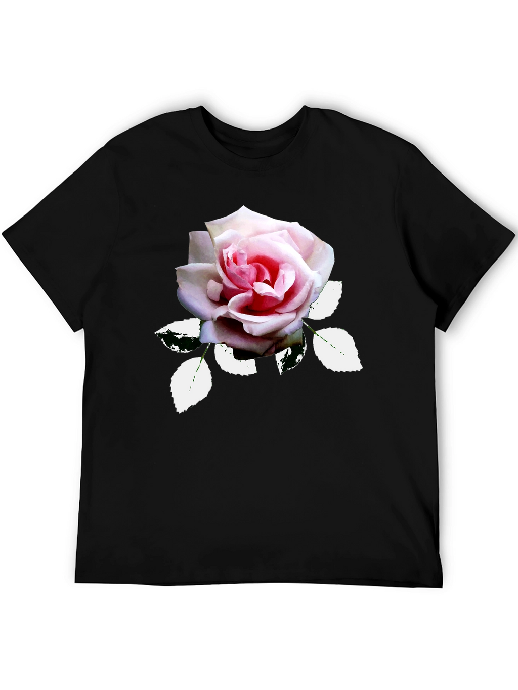 Elegant Rose Graphic T-Shirt - Black