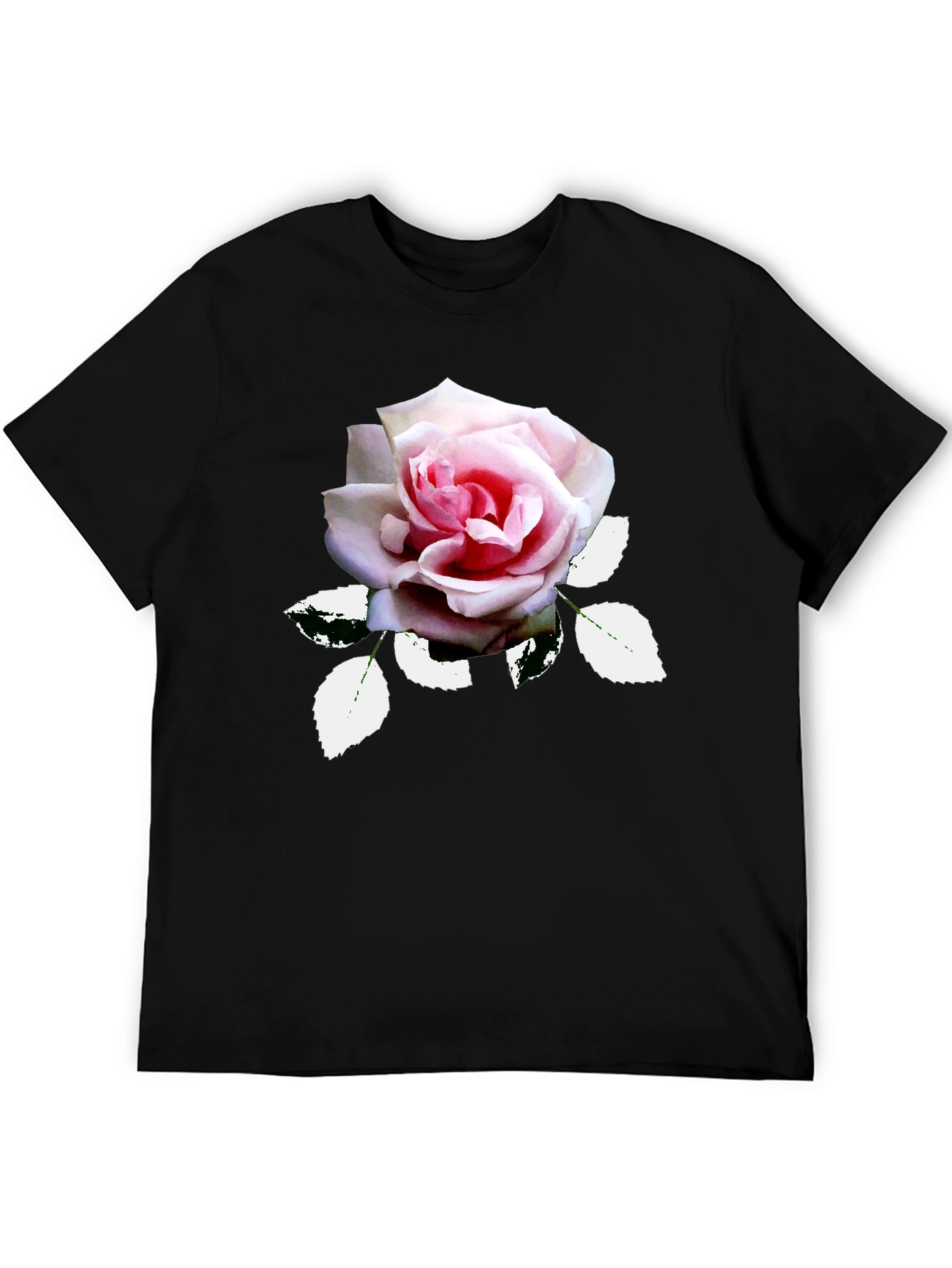 Elegant Rose Graphic T-Shirt - Black