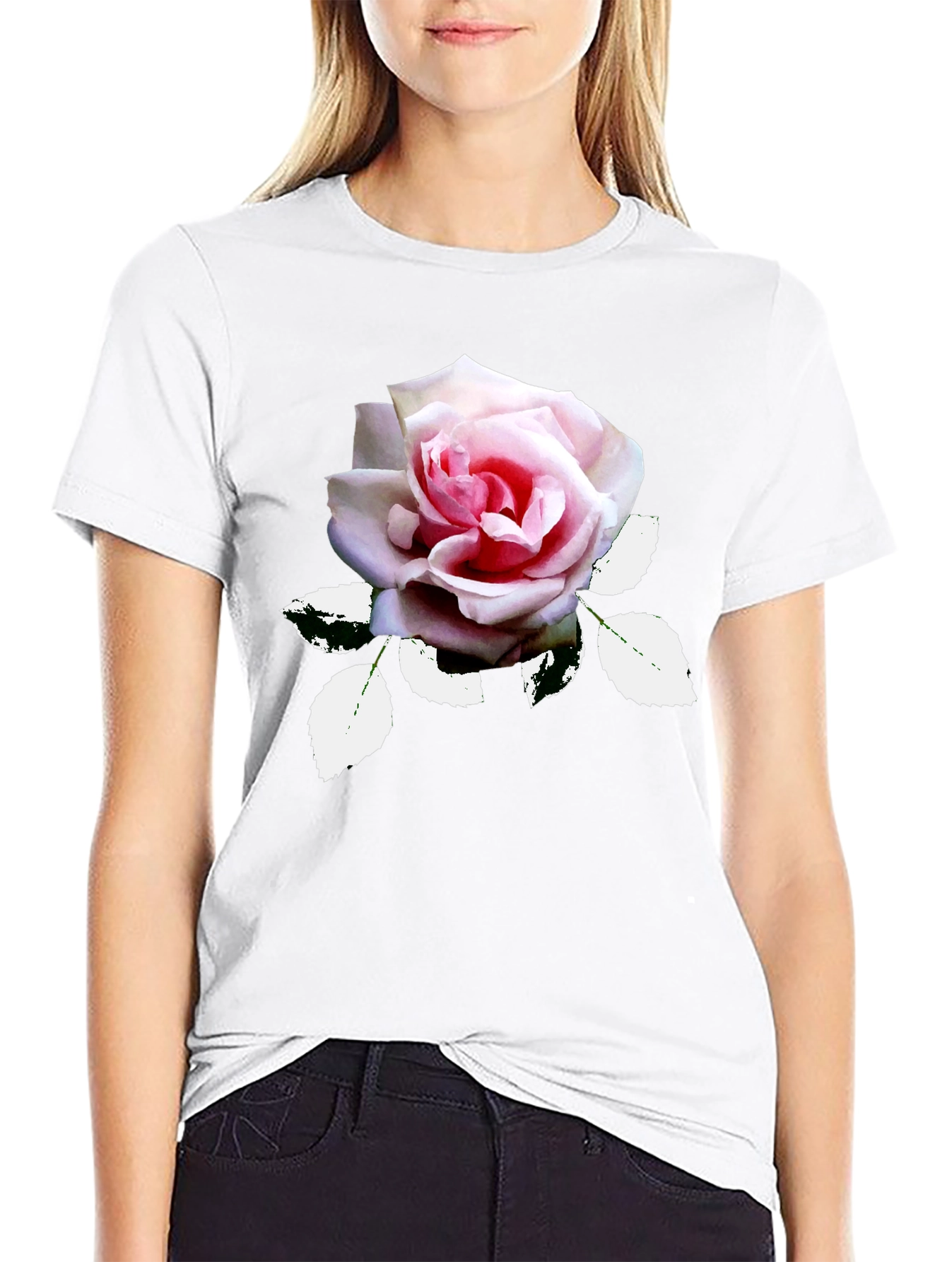 Elegant Rose Graphic T-Shirt - Black