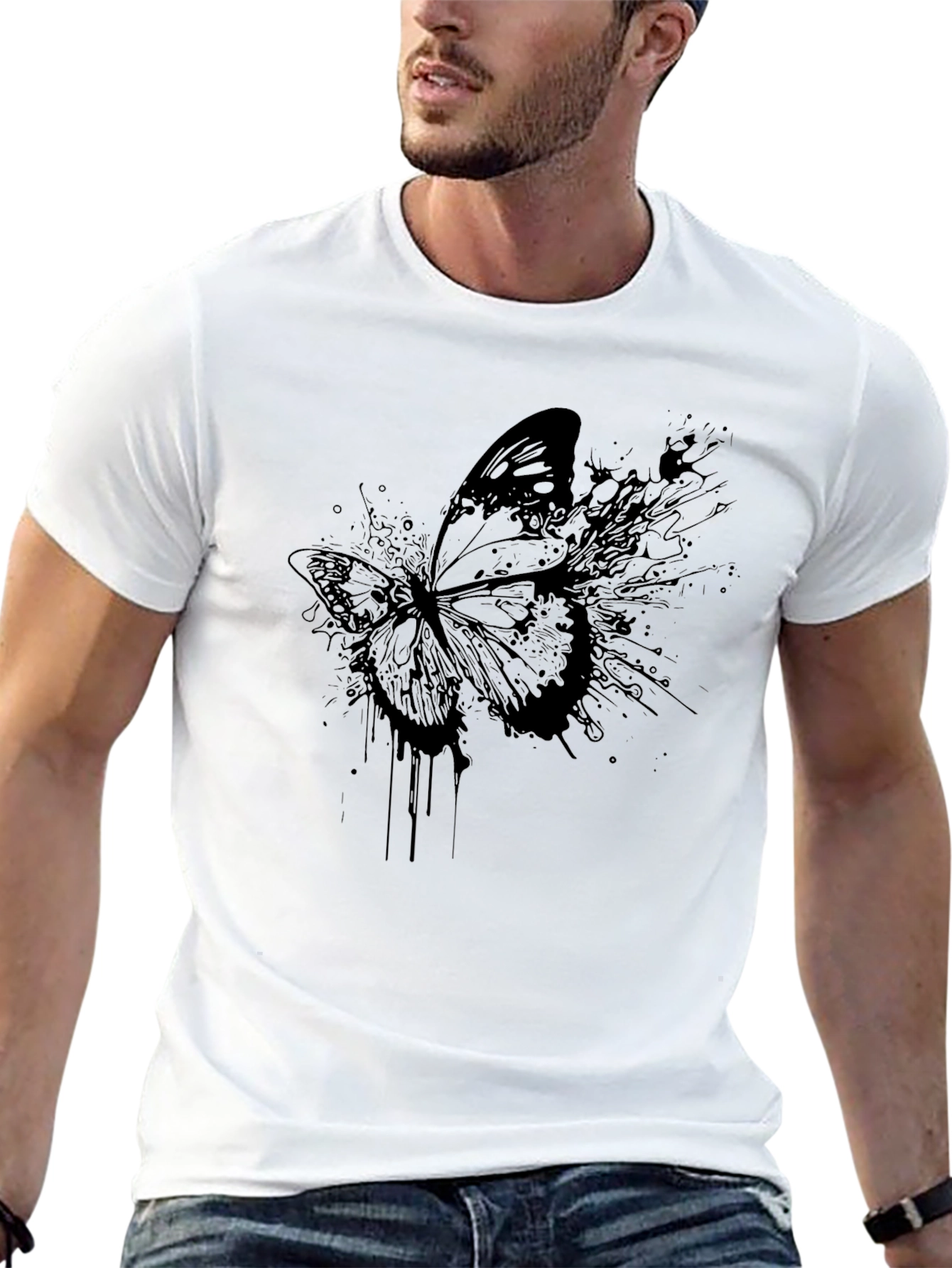 Butterfly Graphic Tee - Mens Black T-Shirt