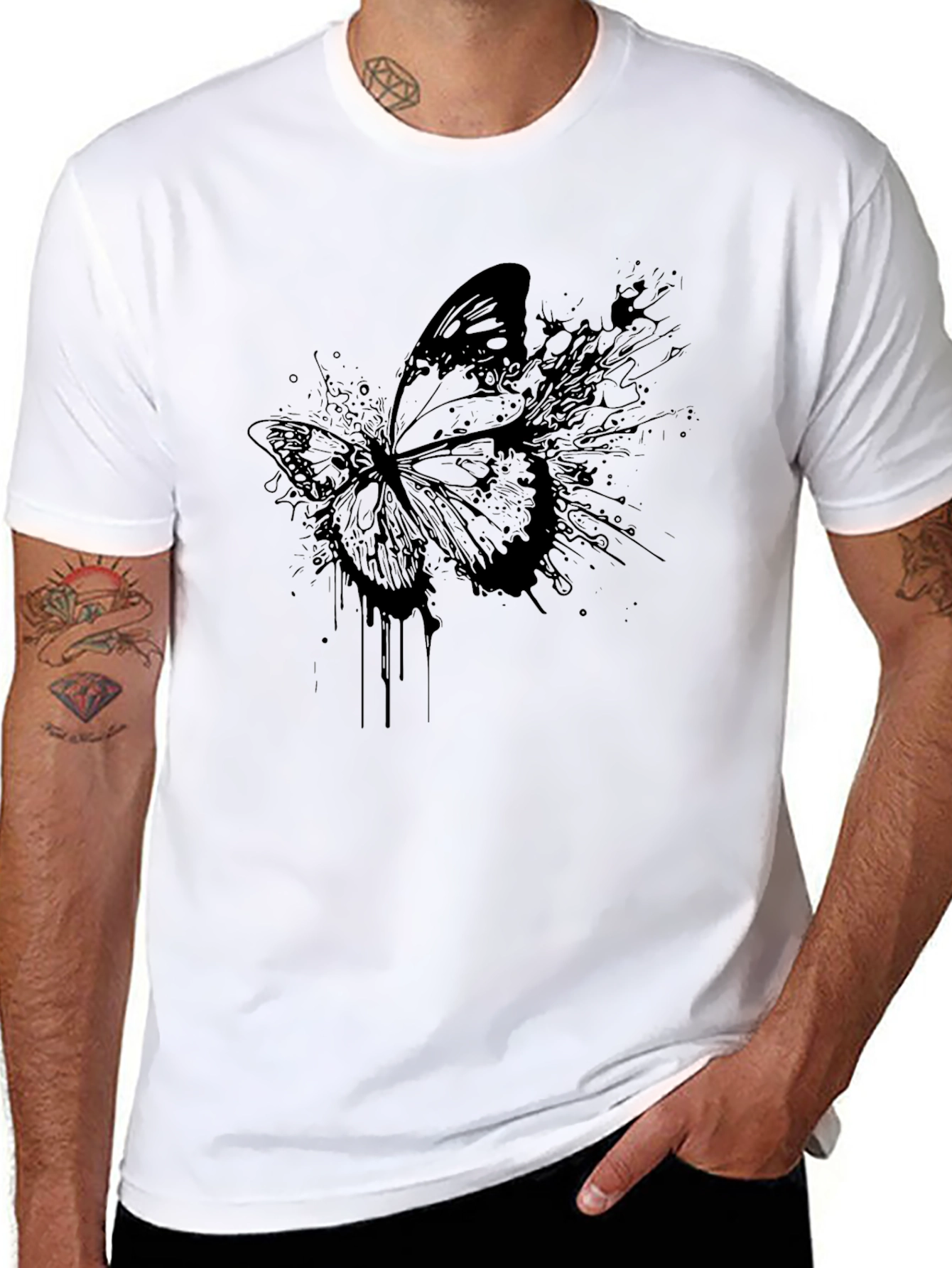 Butterfly Graphic Tee - Mens Black T-Shirt