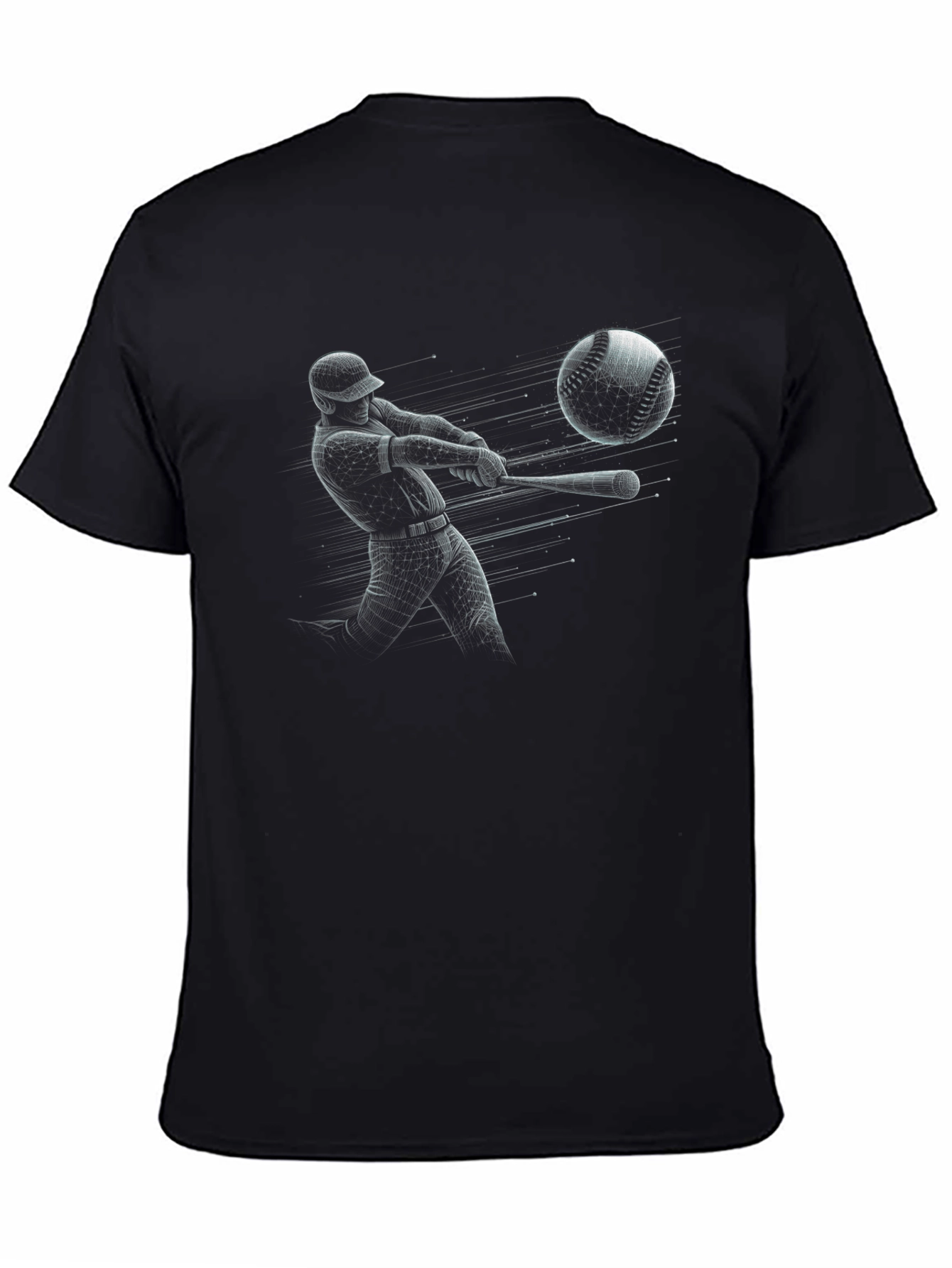 Baseball Swing Graphic Tee - Black Cotton T-Shirt