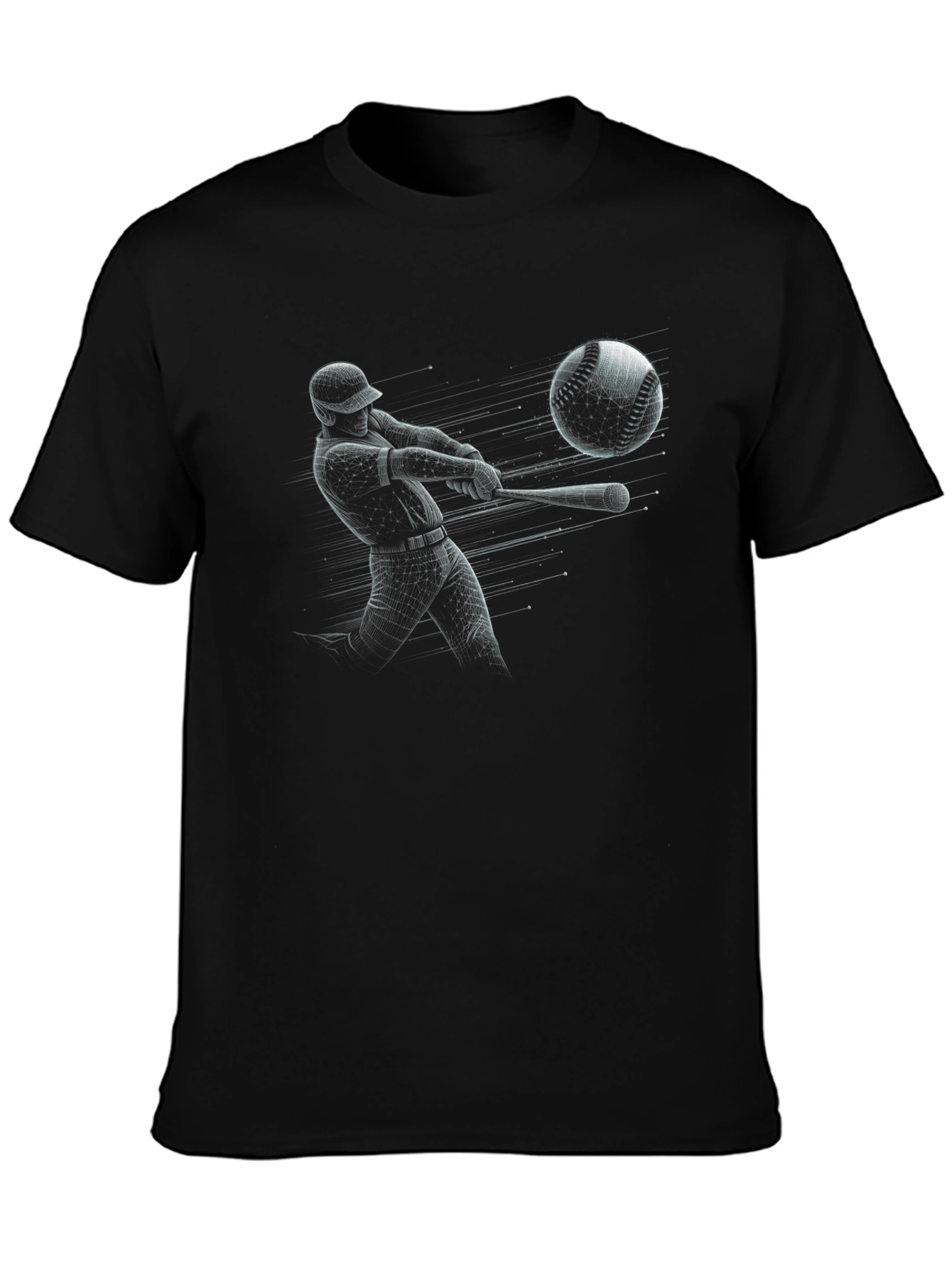 Baseball Swing Graphic Tee - Black Cotton T-Shirt