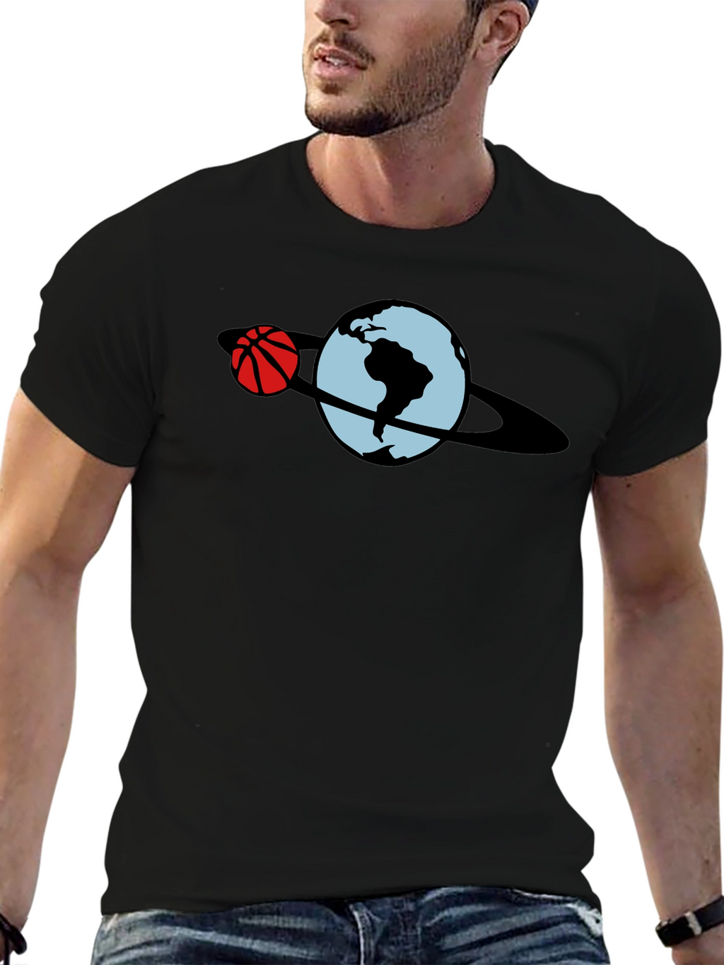 Basketball Planet T-Shirt - Black Graphic Tee