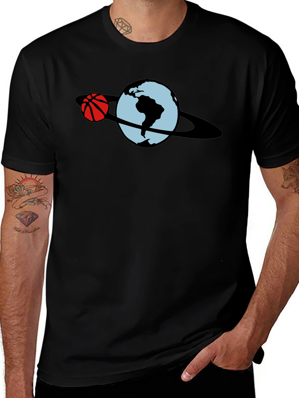 Basketball Planet T-Shirt - Black Graphic Tee